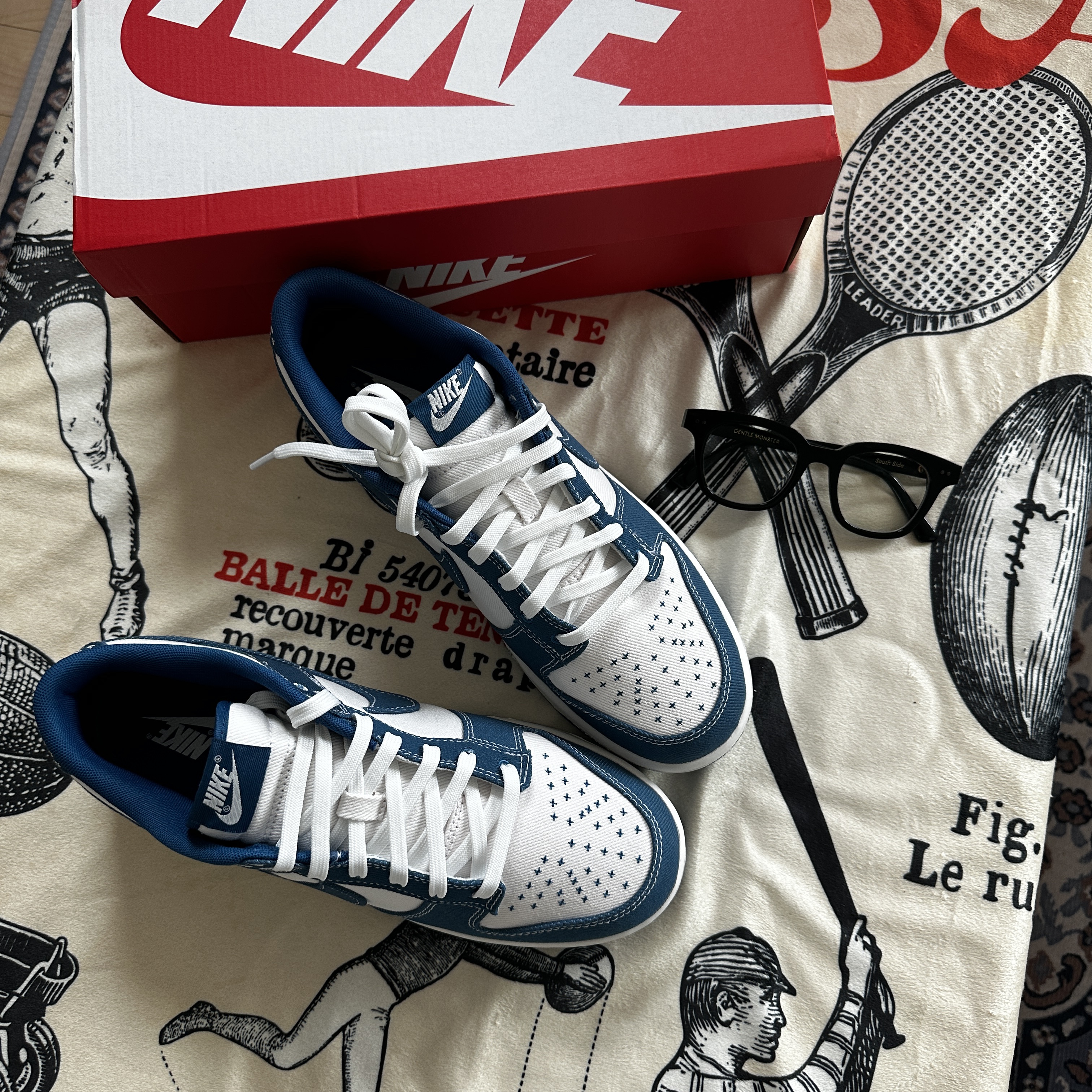 Nike Dunk Low Retro SE Industrial Blue 착용 스타일 - 1