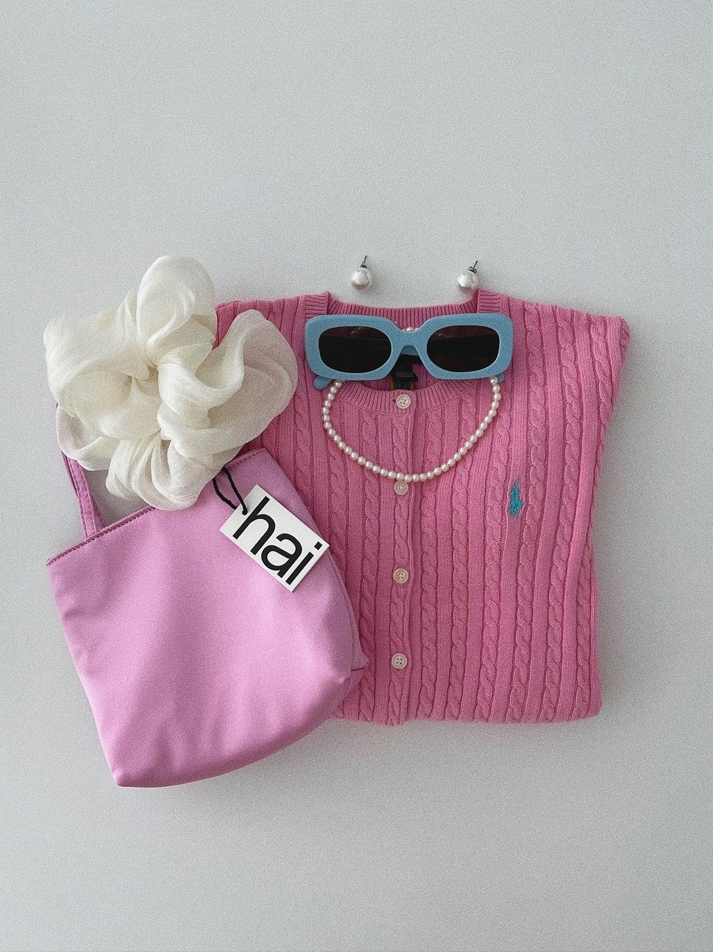 Hai Little Silk Bag Light Pink 착용 스타일