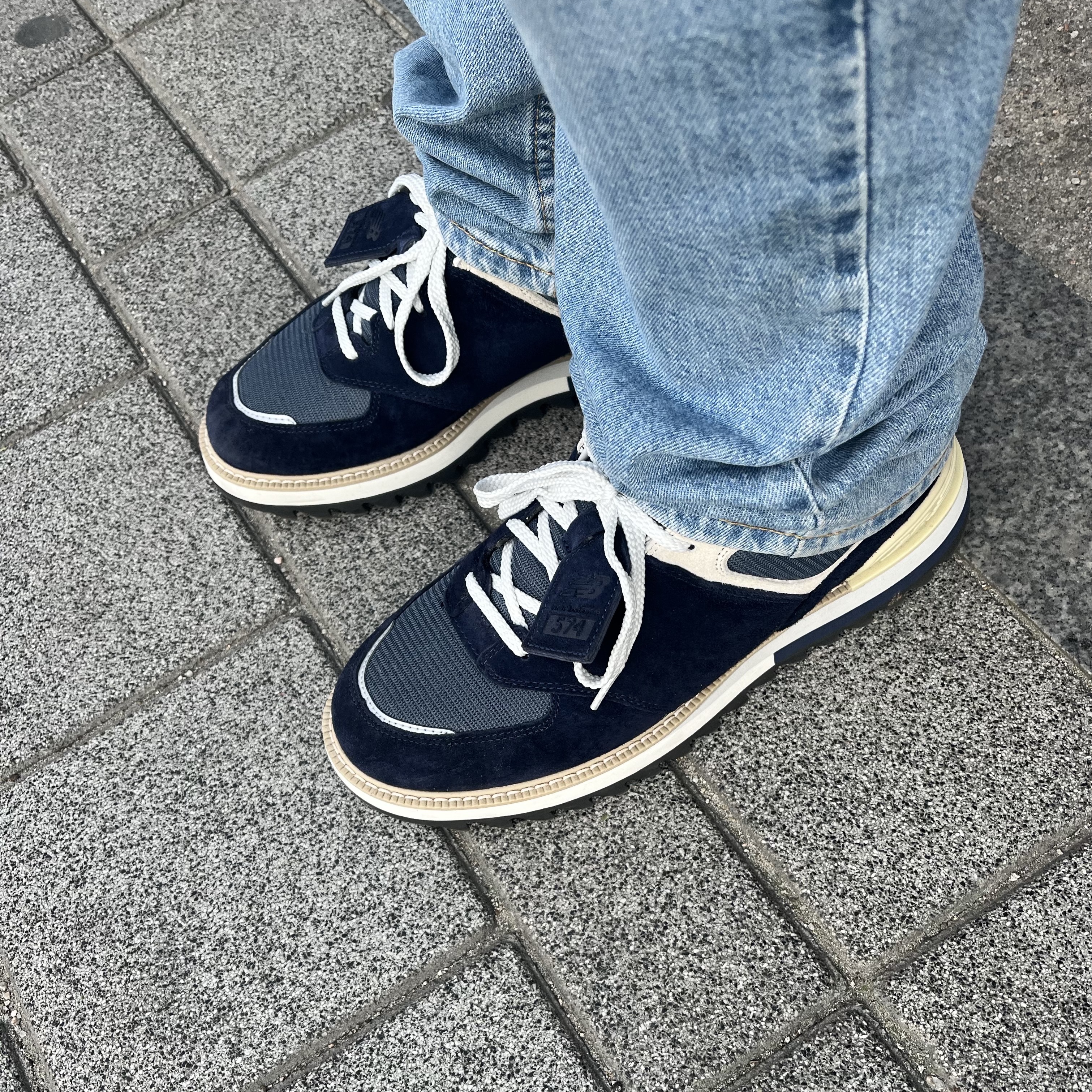 New Balance x Tokyo Design Studio 574 Navy Blue 착용 스타일