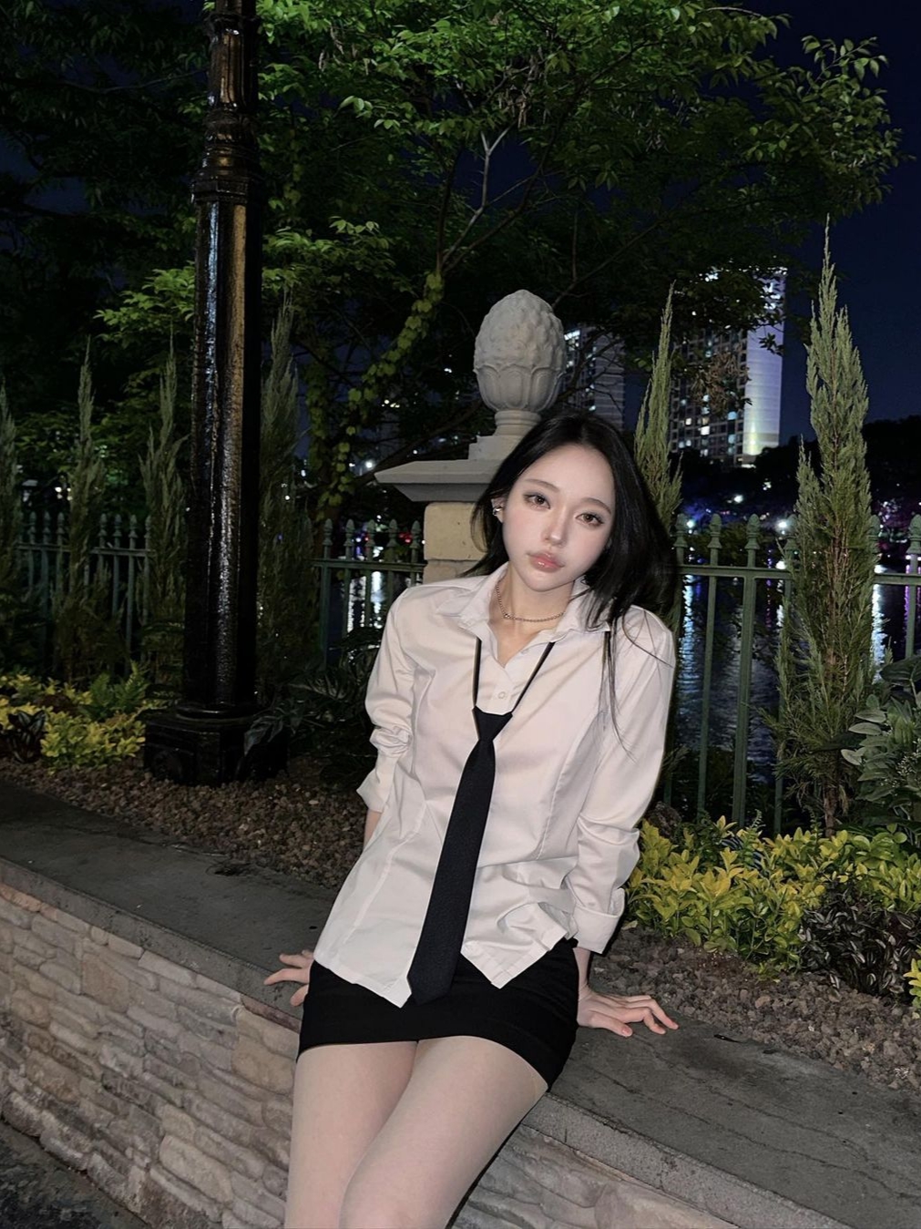 Sentiments No.311 Black Move Star Necklace Silver 착용 스타일 - 2
