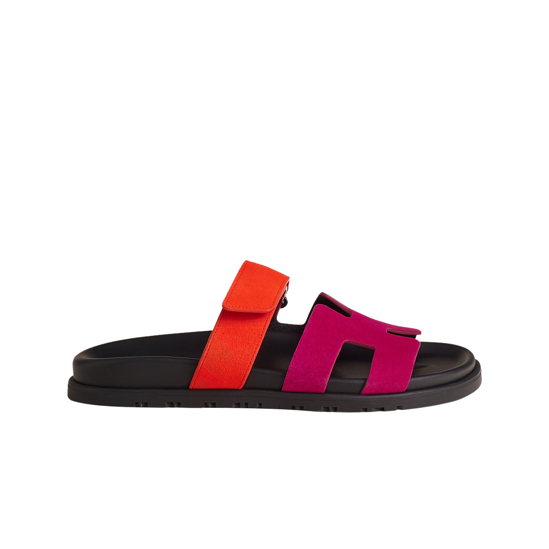 (W) 에르메스 시프레 샌들 스웨이드 고트스킨 & 로즈 샤파스 오랑쥬 생테티끄((W) Hermes Chypre Sandal Suede Goatskin & Rose Chapas Orange Synthetique) - 1