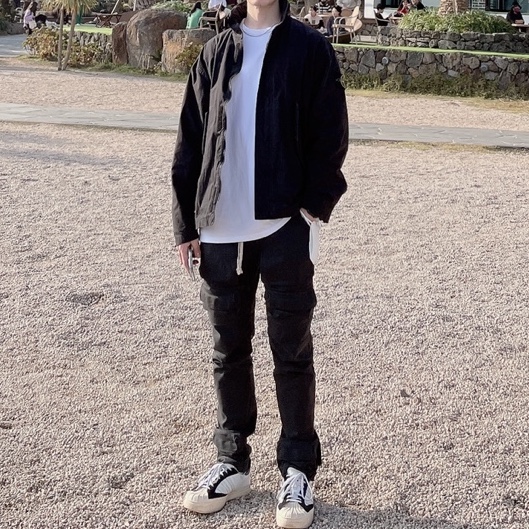 Supreme x Stone Island Cotton Cordura Shell Jacket Black - 22SS, Y-3 Yohji Star Cloud White Bold Blue 착용 스타일
