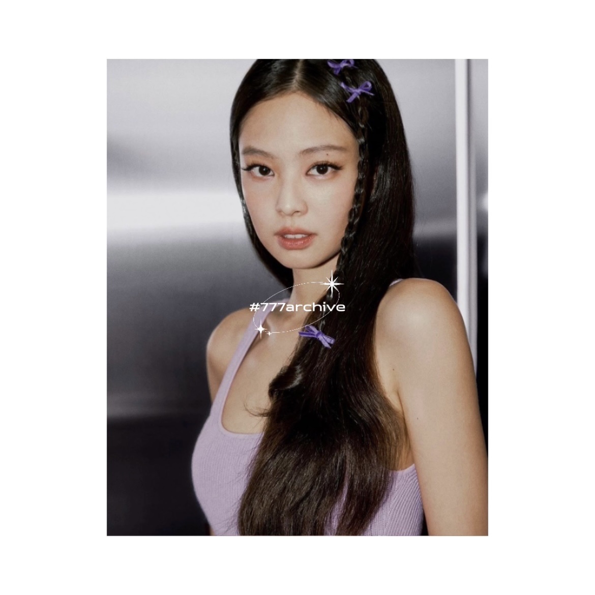(W) Calvin Klein x Jennie Slim Fit Scoop Neck Mini Dress Sheer Lilac 착용 스타일 - 2