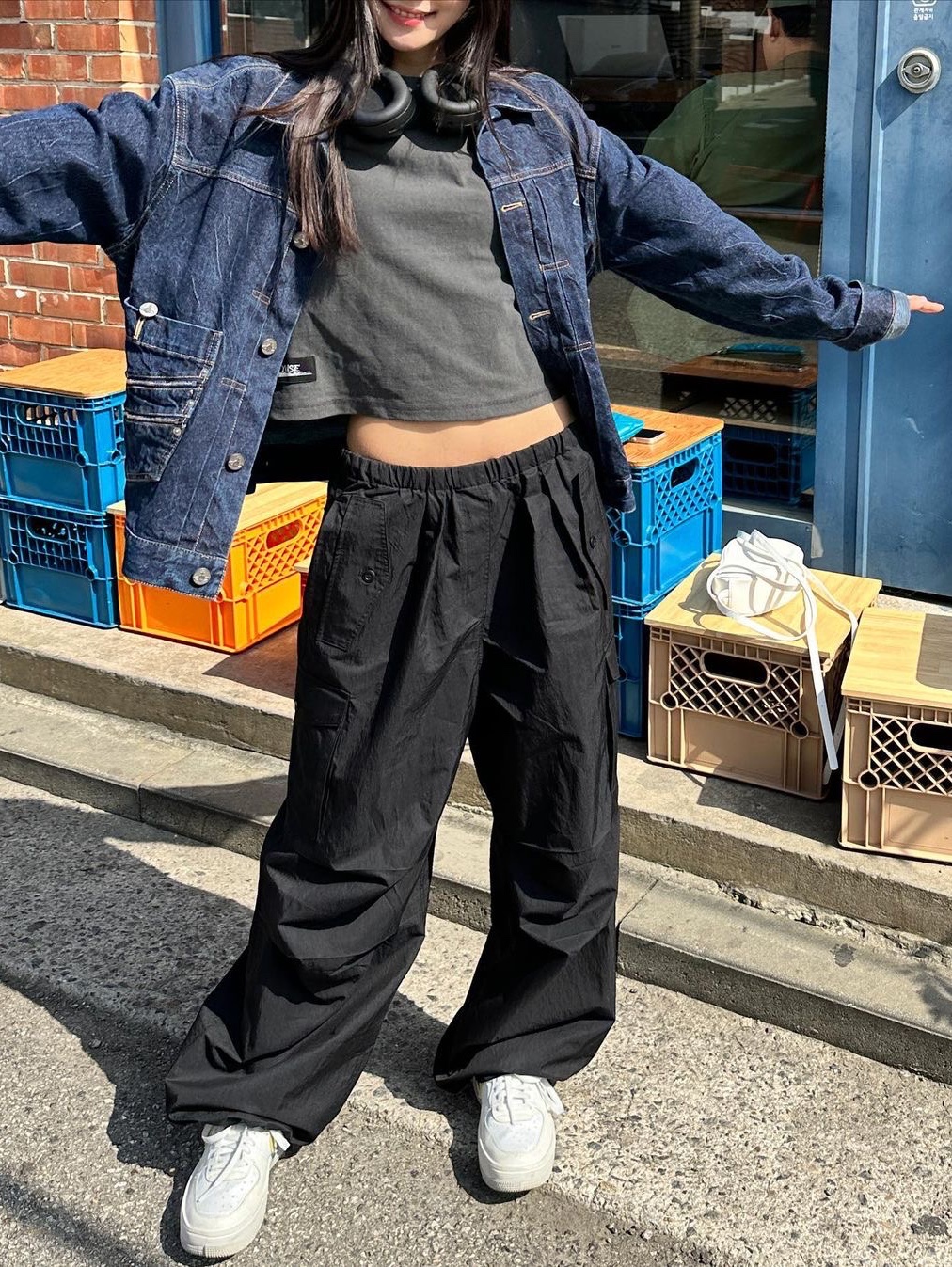 Nieeh Work Pants Black 착용 스타일 - 1