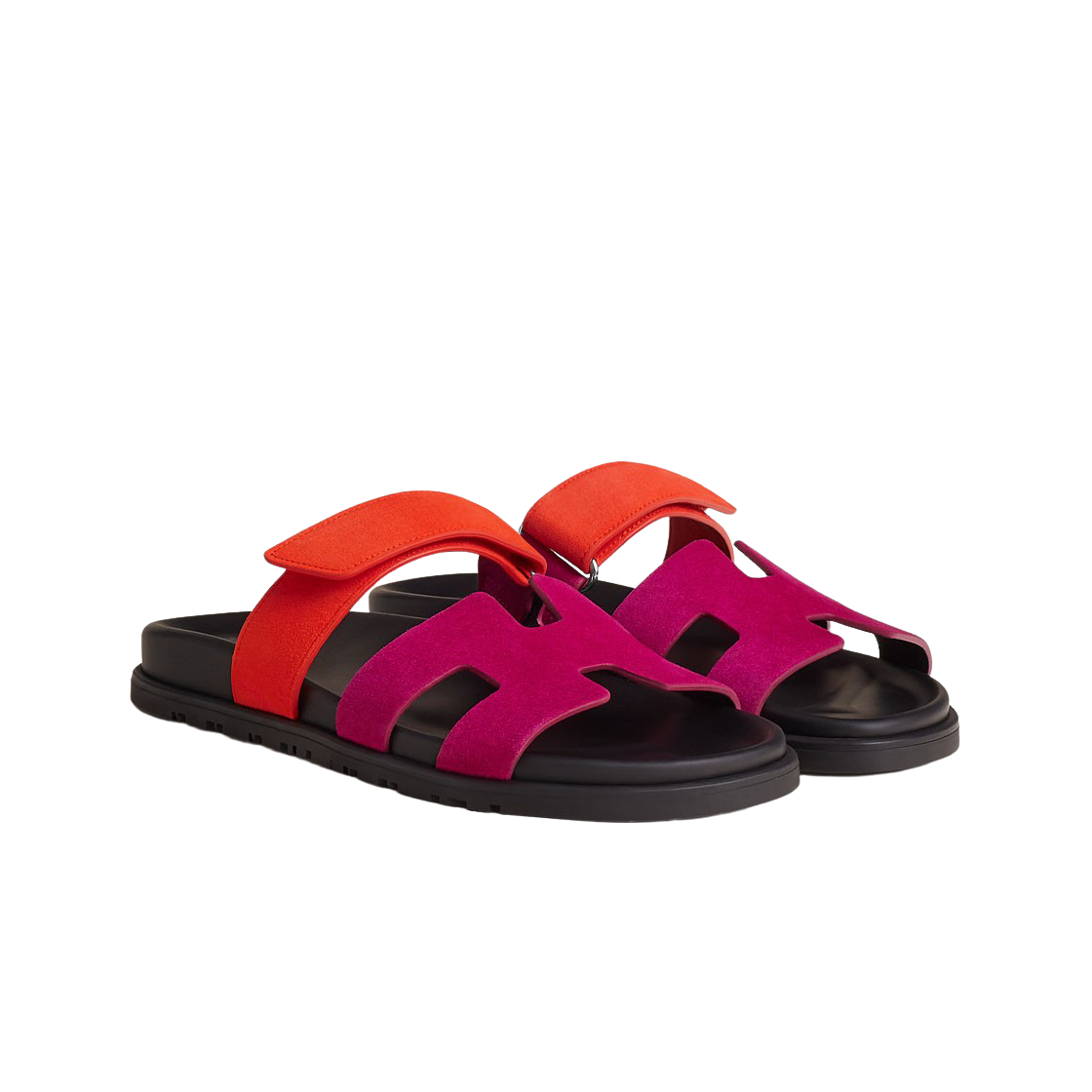 (W) 에르메스 시프레 샌들 스웨이드 고트스킨 & 로즈 샤파스 오랑쥬 생테티끄((W) Hermes Chypre Sandal Suede Goatskin & Rose Chapas Orange Synthetique) - 2