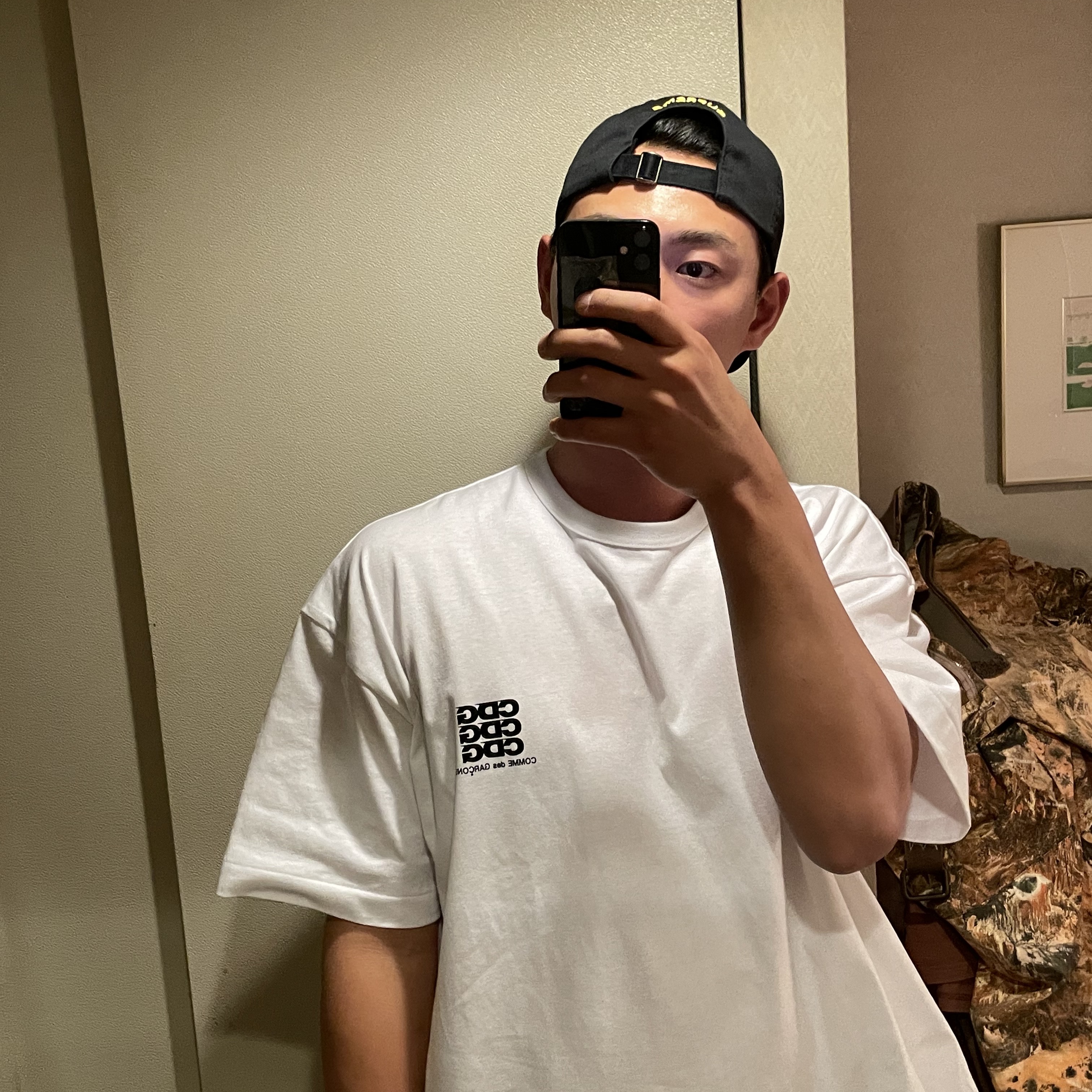 CDG Oversized T-Shirt1 White 착용 스타일