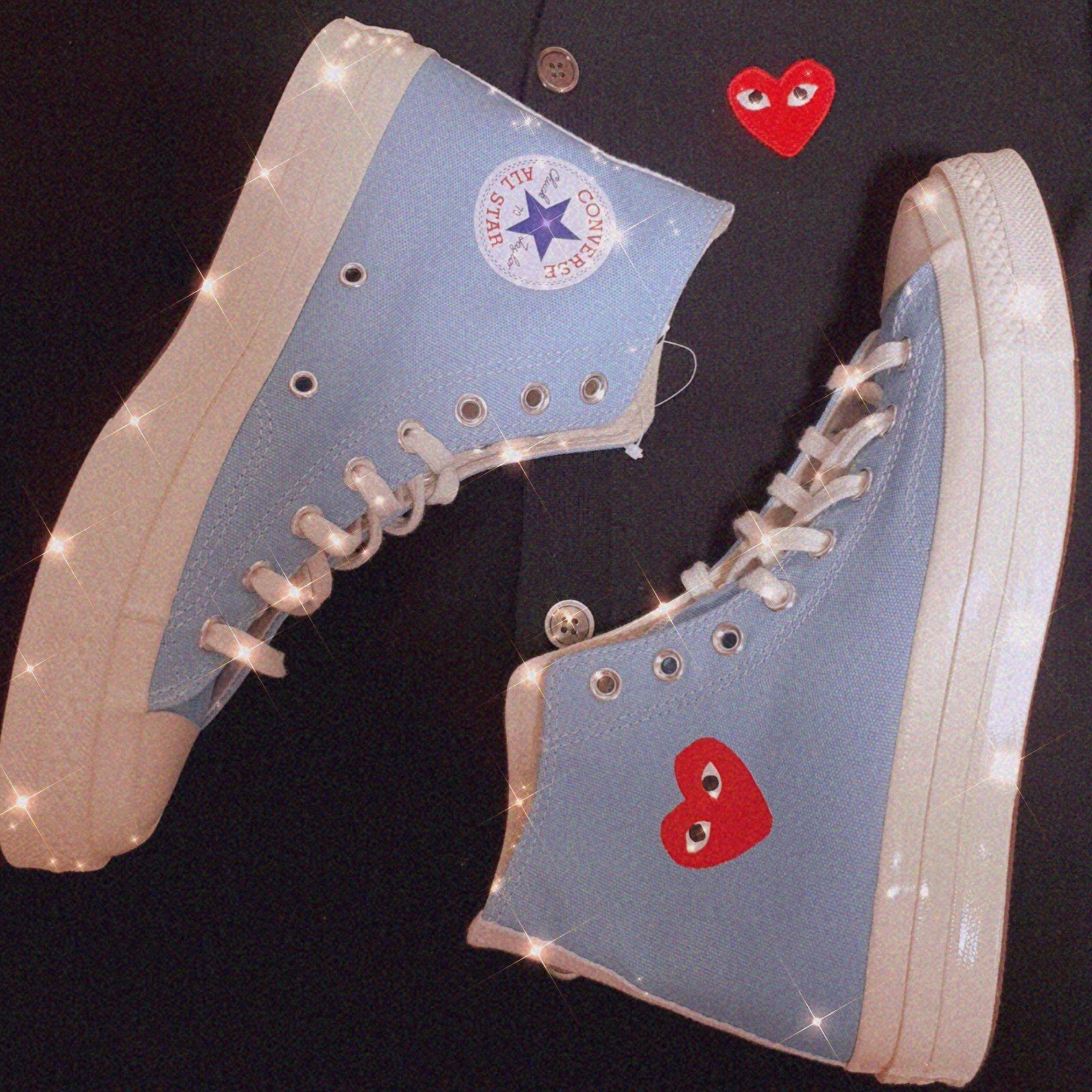 Converse x Play Comme des Garcons Chuck 70 Hi Bright Blue 착용 스타일