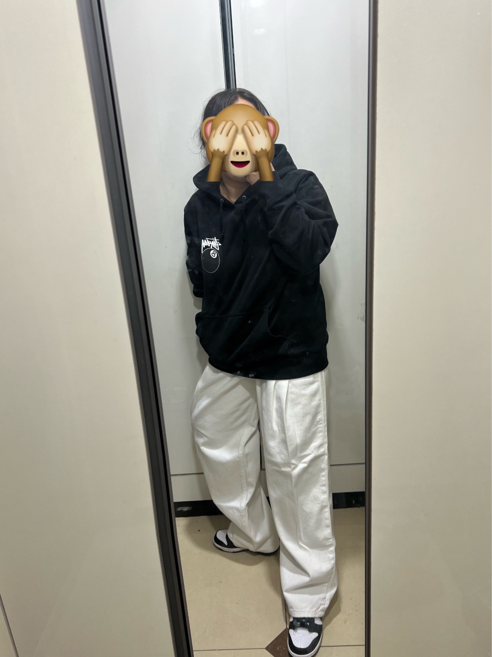 Stussy 8 Ball Hoodie Black - 21FW, Nike Dunk Low Retro Black 착용 스타일