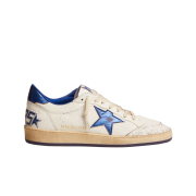 Golden Goose Ball Star White Laminated Light Blue Heel Tab Sneakers