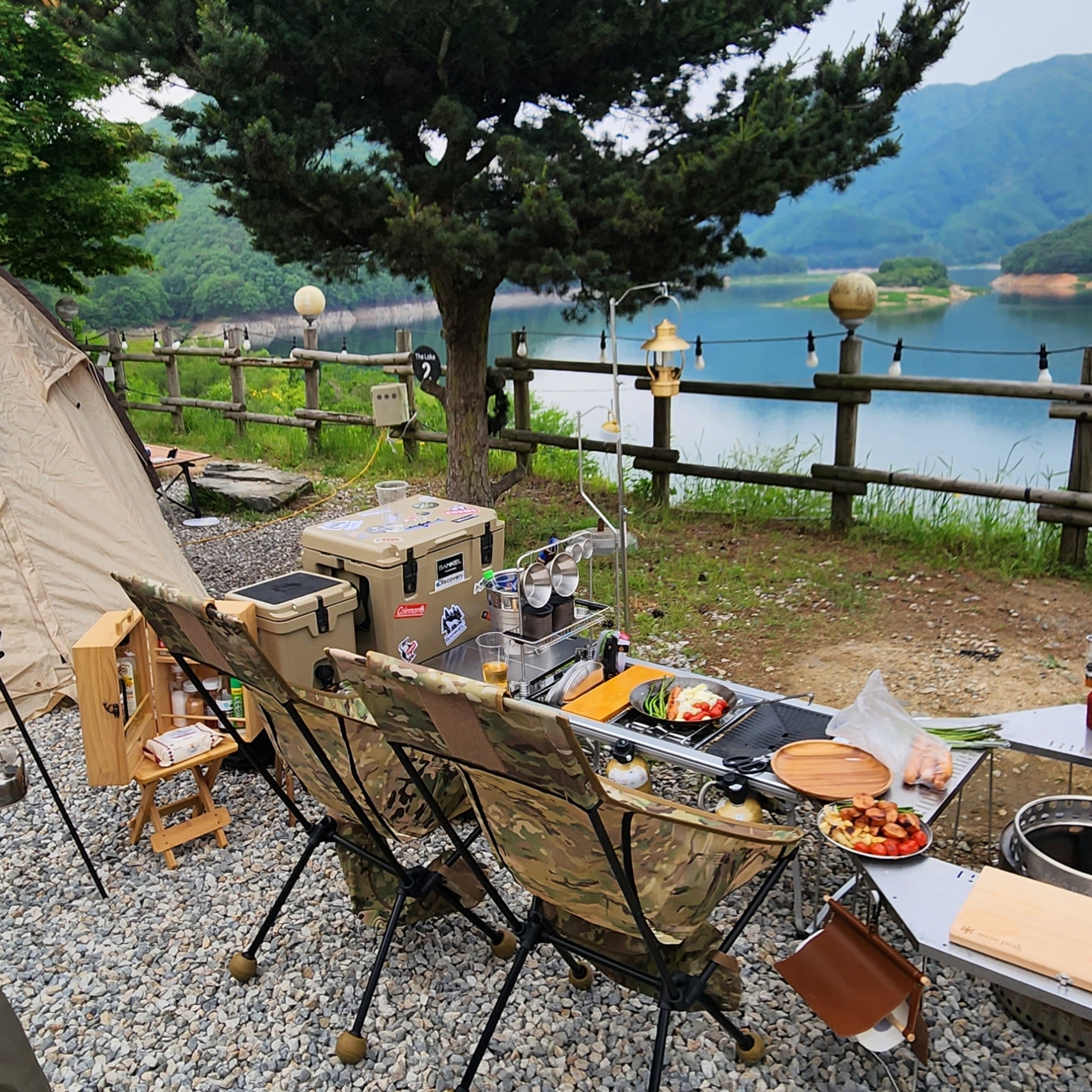 Helinox Tactical Sunset Chair Multicam, Snow Peak Pile Driver 착용 스타일