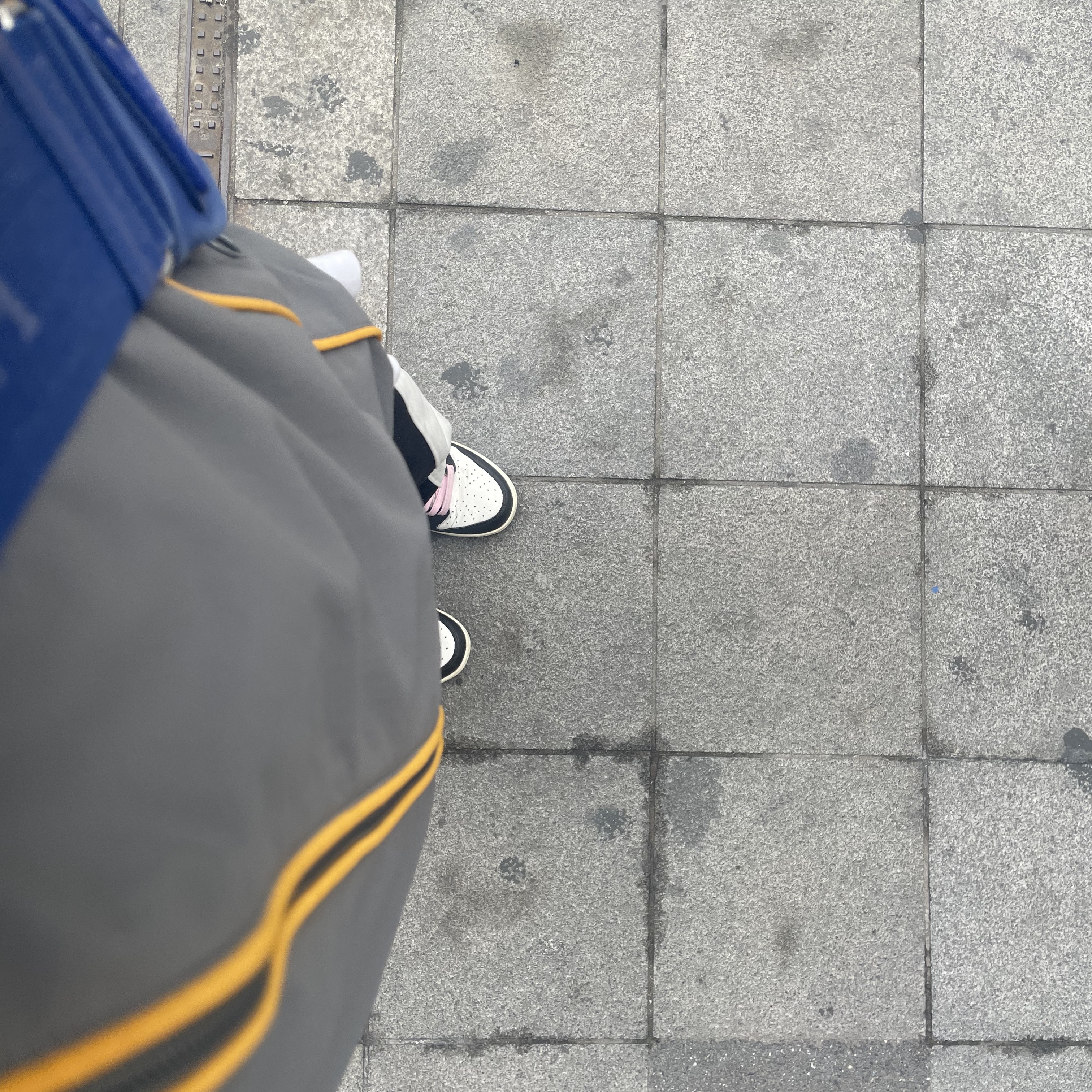 Diesel J-Hives Windbreaker with Contrast Piping Grey, Jordan 1 x Travis Scott x Fragment Retro Low OG SP Military Blue 착용 스타일