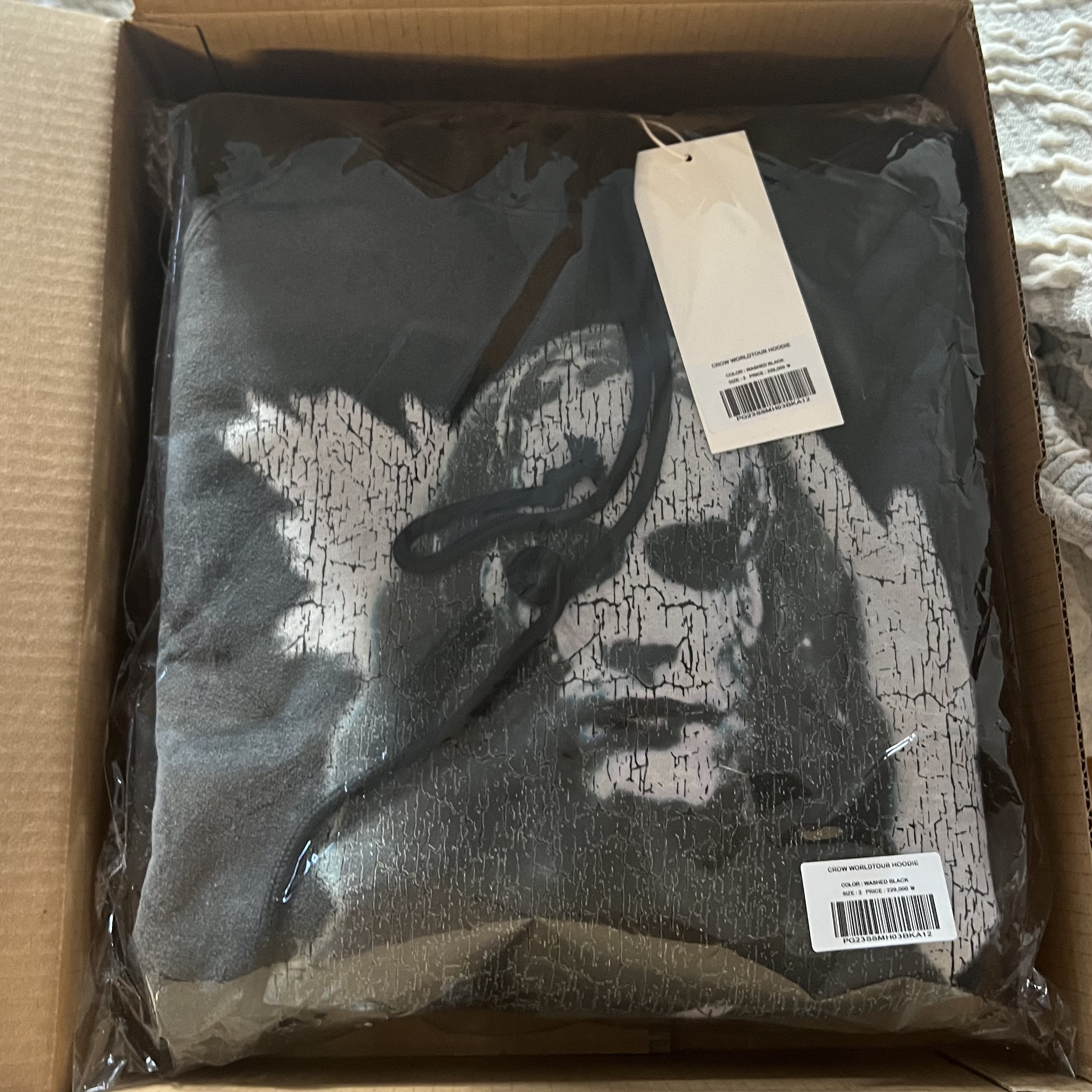 Project G/R Crow Worldtour Hoodie Washed Black 착용 스타일