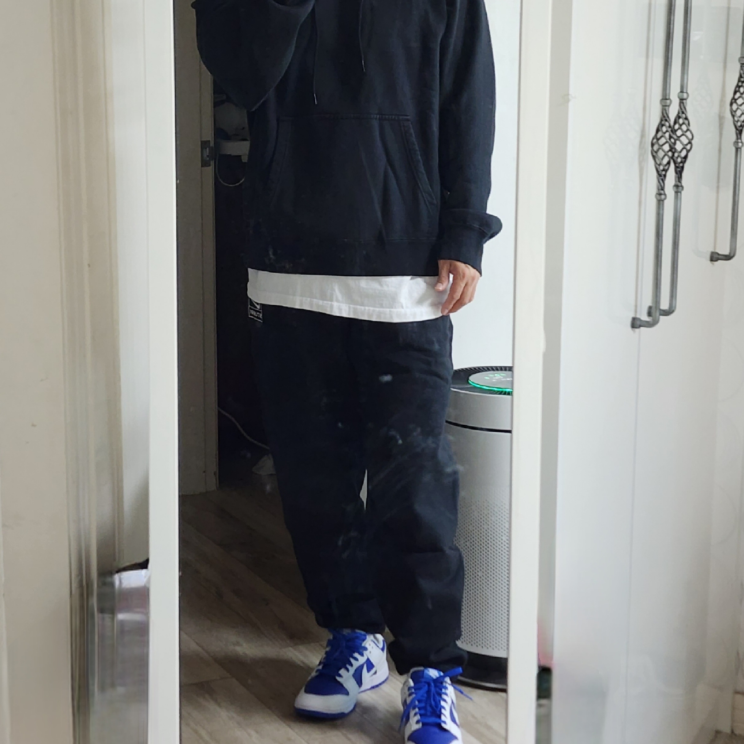 Nike x Stussy NRG RA Washed Fleece Pants Black (DN4030-010), Nike x Stussy NRG RA Washed Pullover Hoodie Black (DN4028-010) 착용 스타일