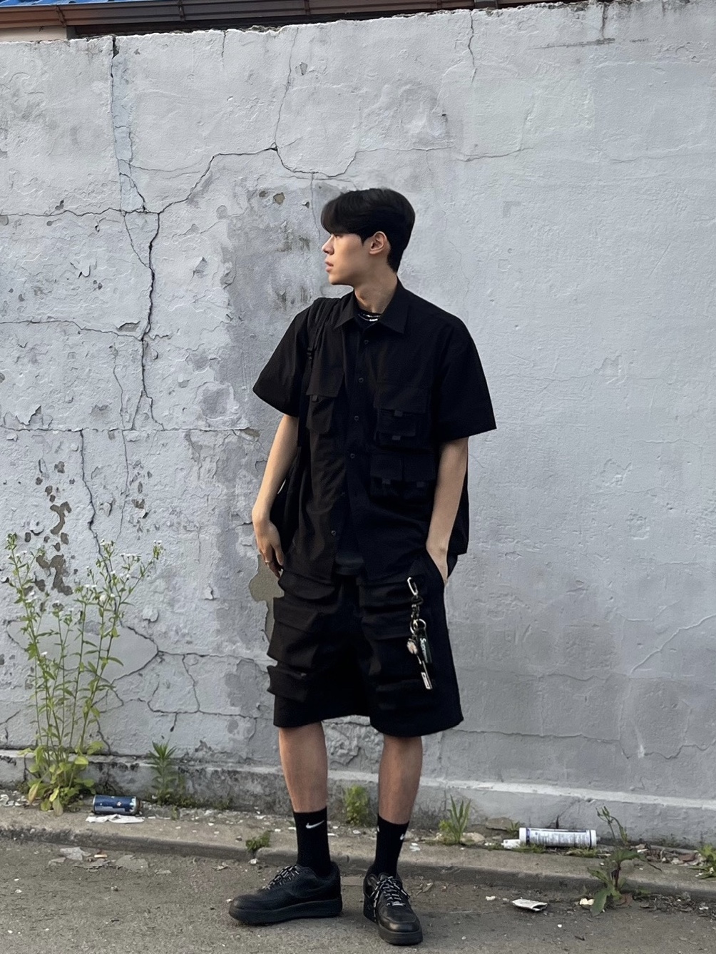 Supreme Webbing Keychain Green Camo - 23SS, Nike x Supreme Air Force 1 Low Black 착용 스타일 - 1