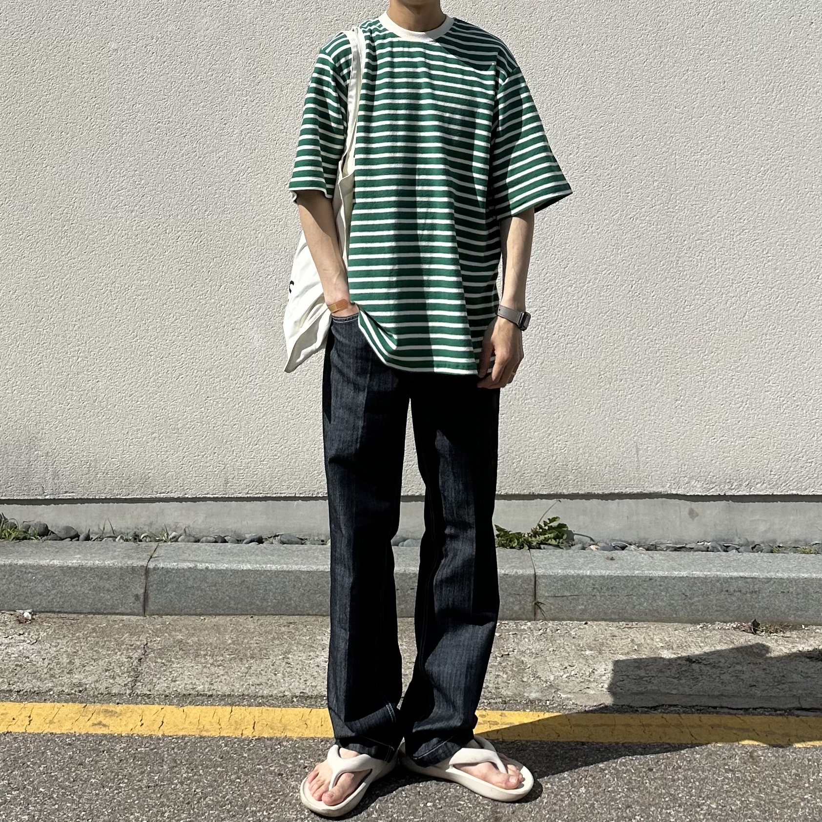New Balance x Taw&Toe Flip Flop Ivory 착용 스타일 - 2
