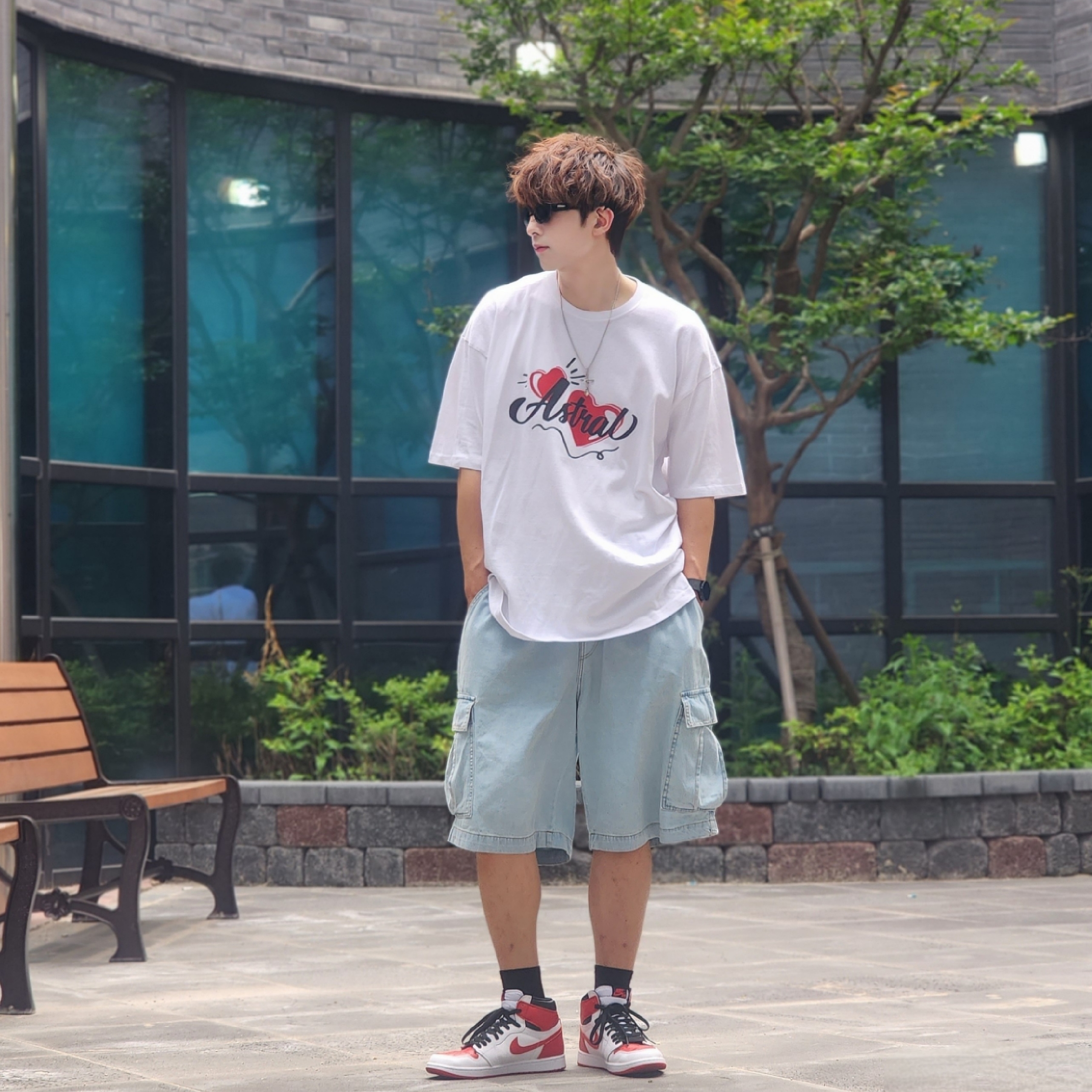 조던 1 레트로 하이 OG 헤리티지, (GS) 조던 1 레트로 하이 OG 헤리티지 착용 스타일 - 4