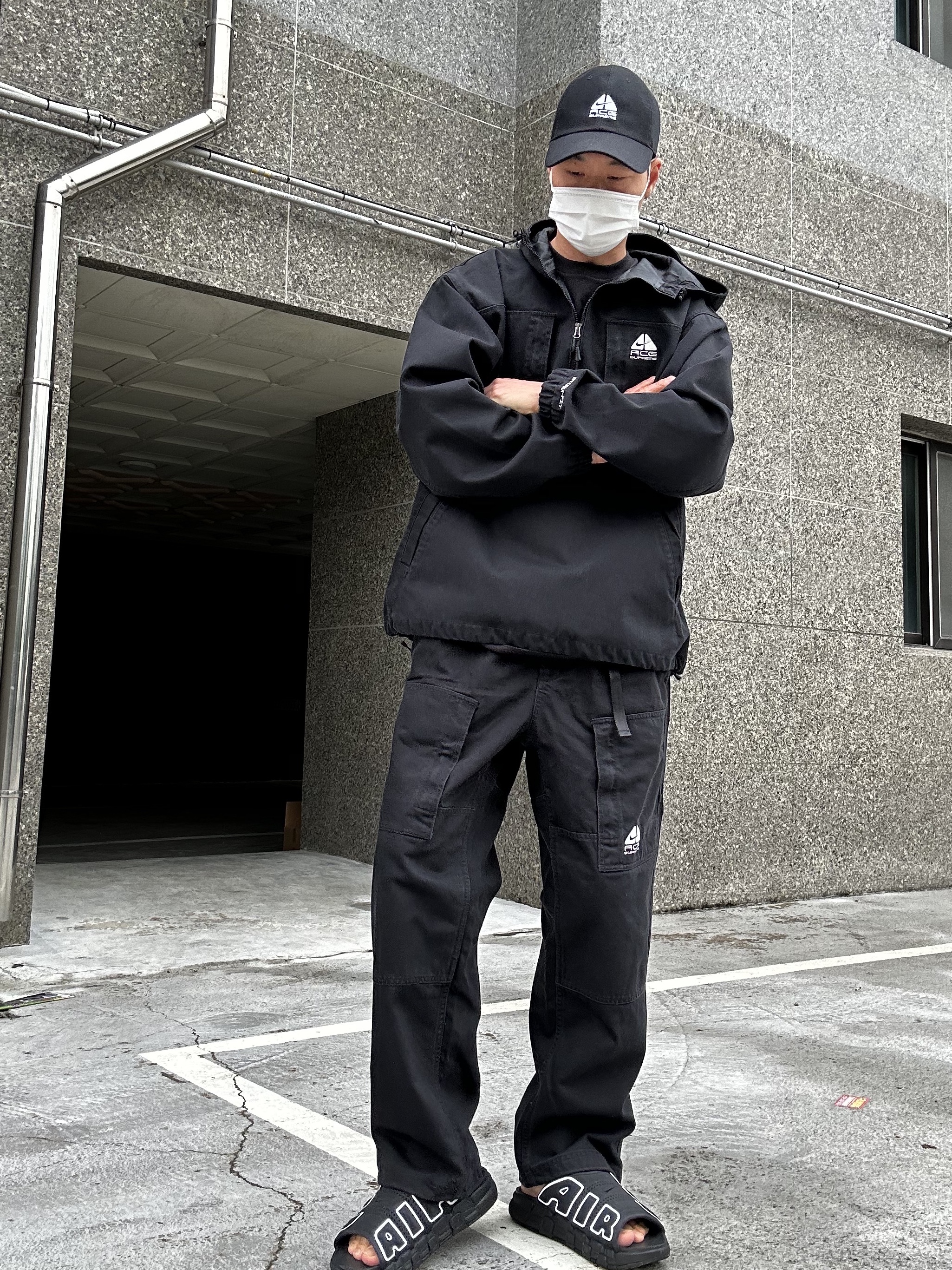 Supreme x Nike ACG Belted Denim Pants Black - 22FW, Supreme x Nike ACG Denim Pullover Black - 22FW 착용 스타일