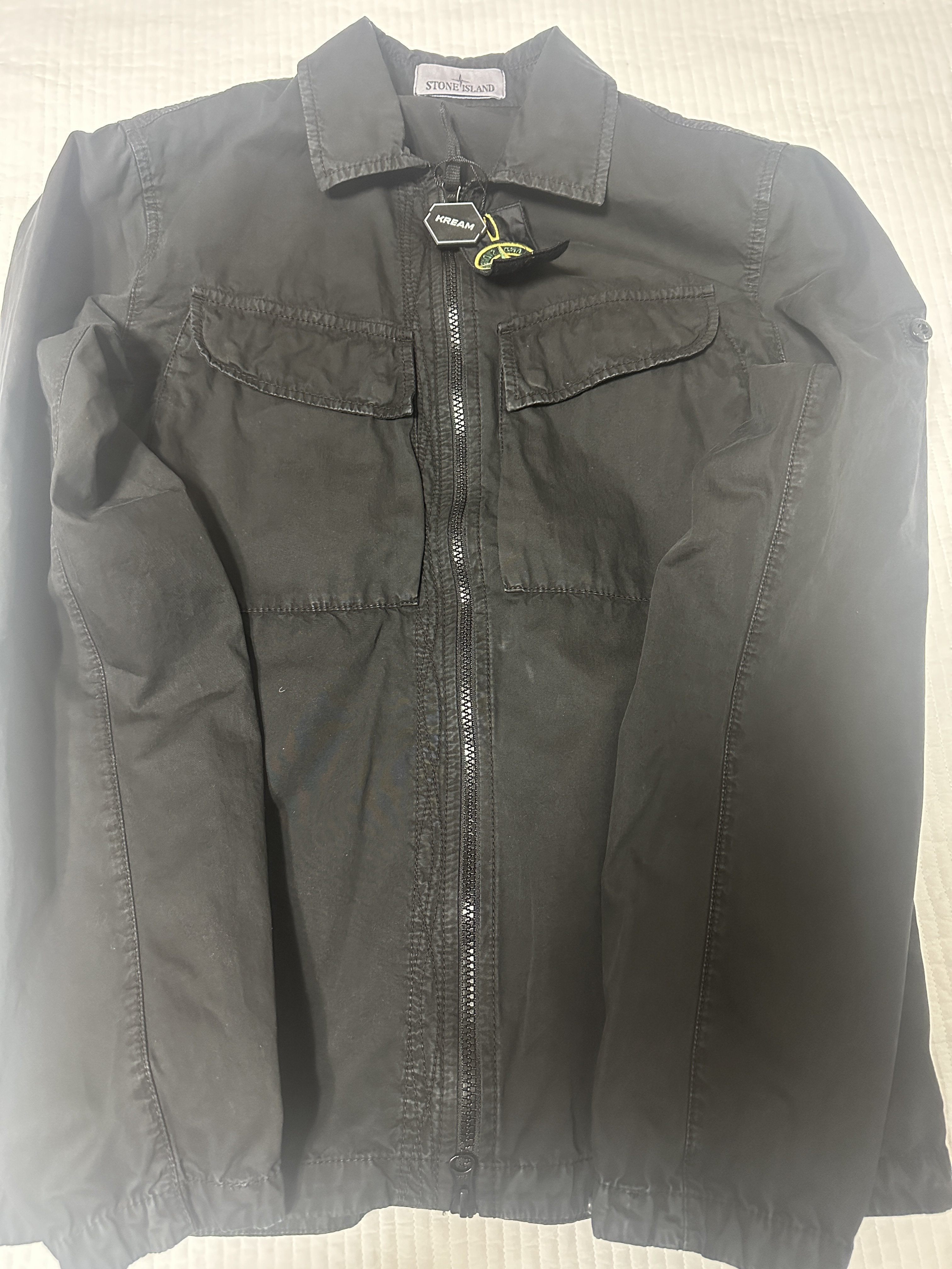 Stone Island 101WN Brushed Cotton Canvas T.CO+OLD Overshirt Black - 22FW 착용 스타일