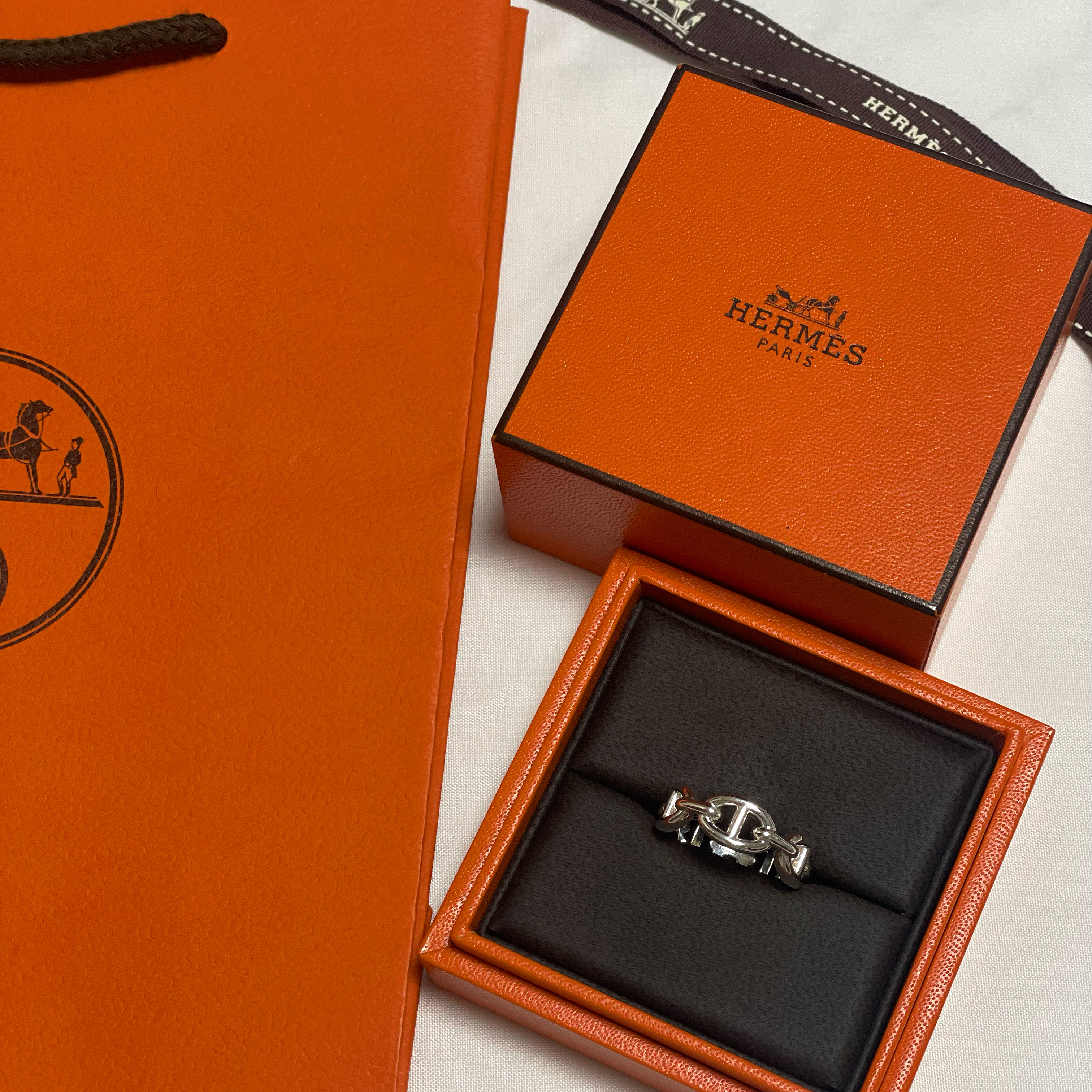(W) Hermes Small Chaine D'Ancre Enchainee Ring Sterling Silver 착용 스타일