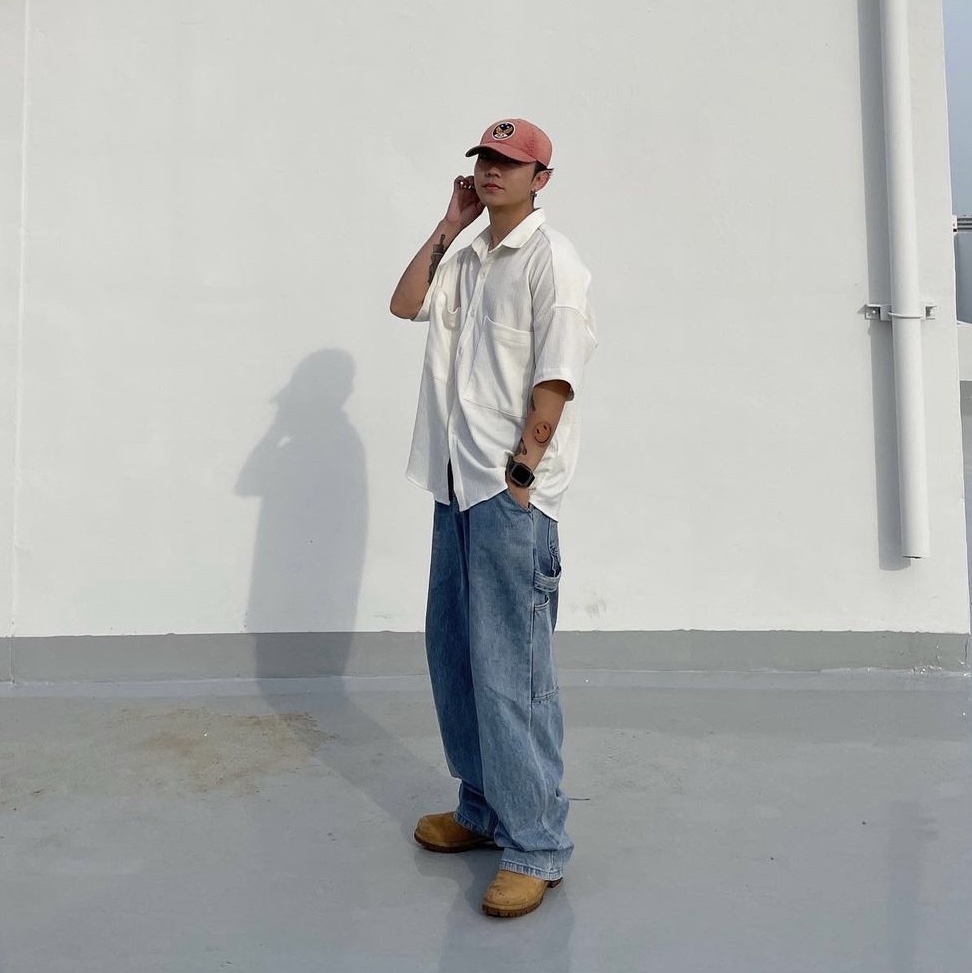 Double RL Garment Dyeing Twill Ball Cap Red 착용 스타일