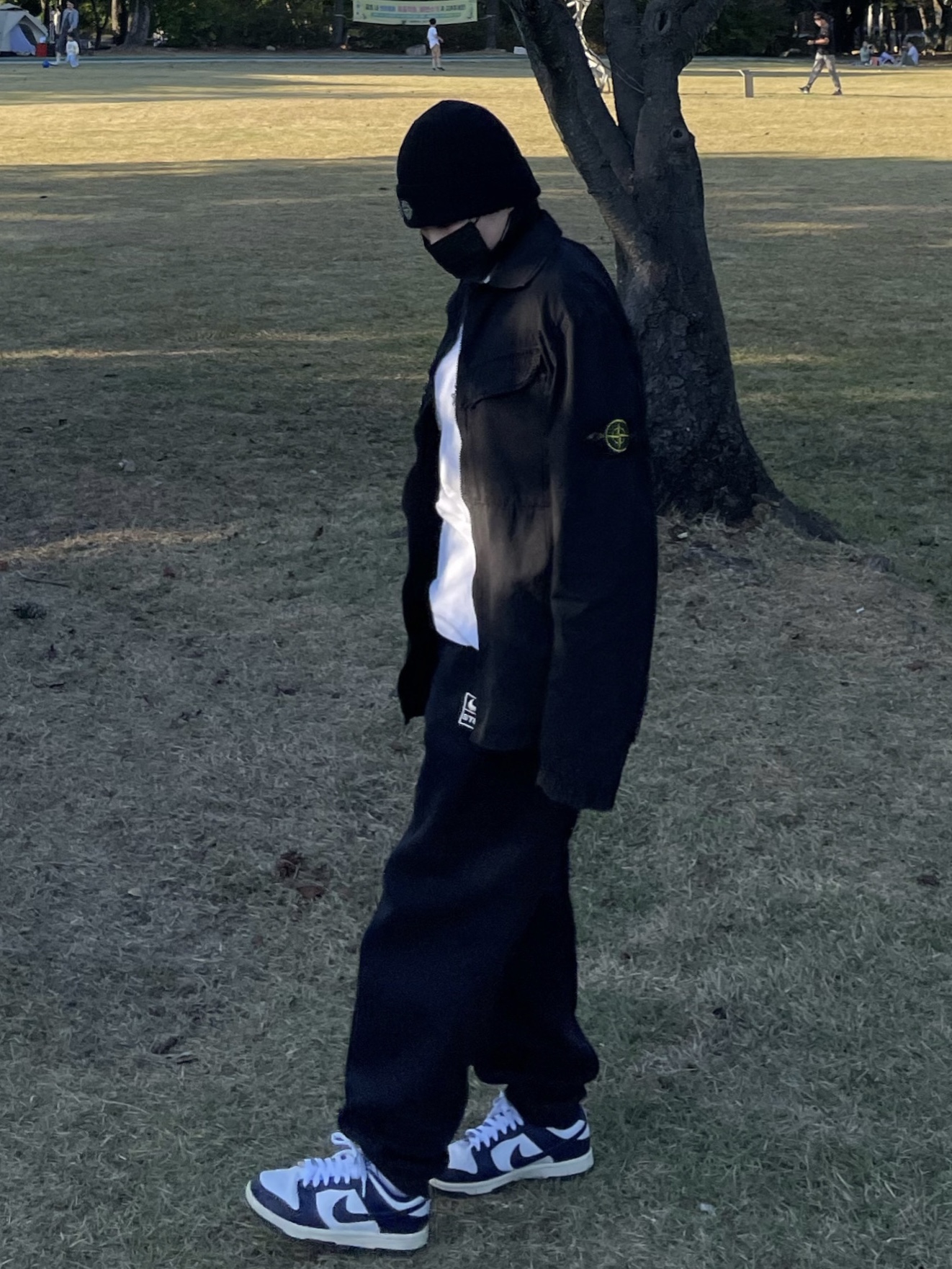 (W) Nike Dunk Low Vintage Midnight Navy, Nike x Stussy NRG RA Washed Fleece Pants Black (DN4031-010) 착용 스타일