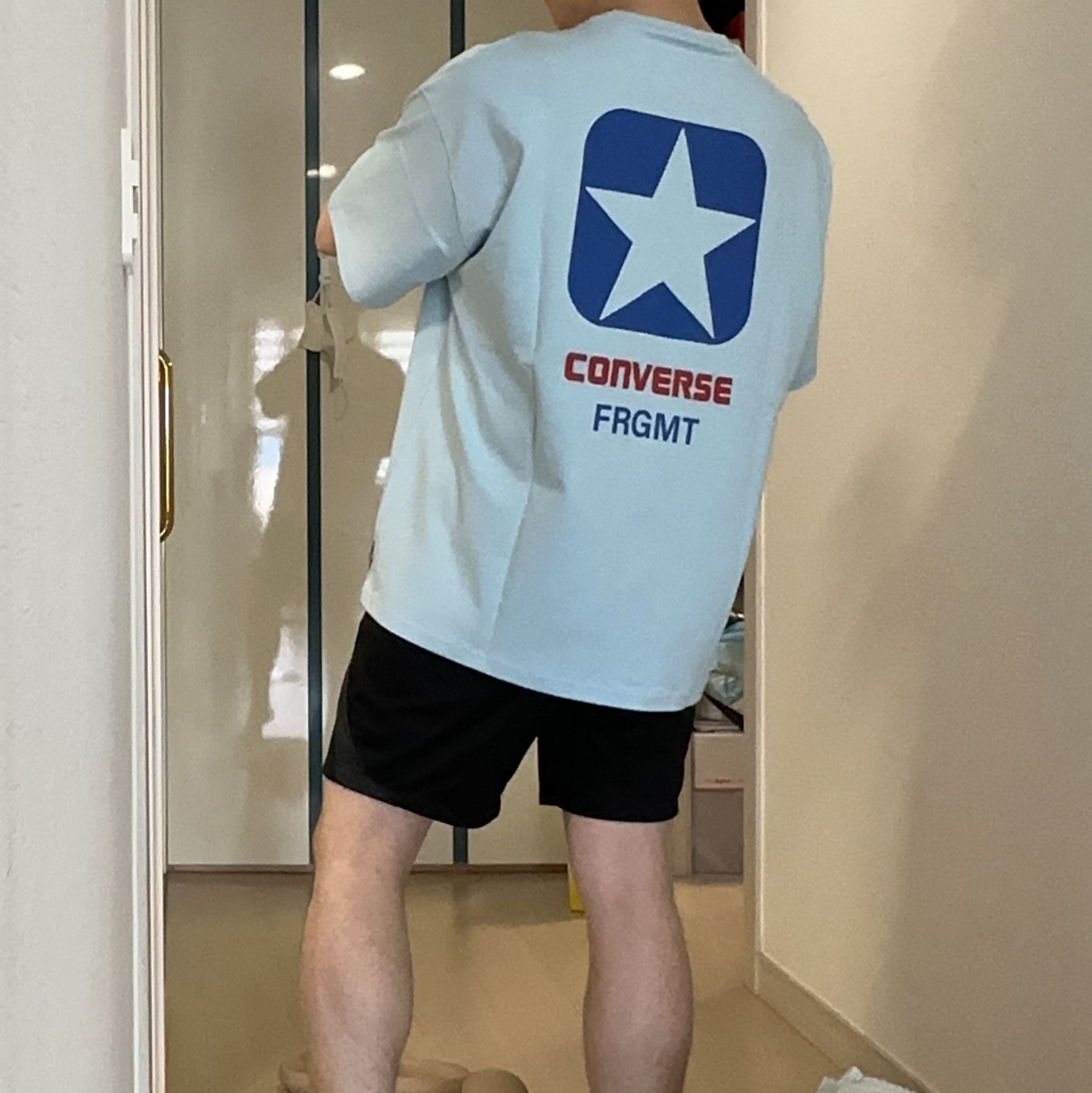 Converse x Fragment T-Shirt Blue 착용 스타일