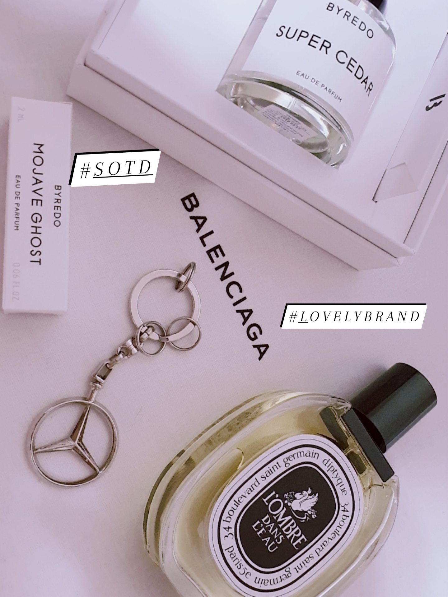 딥티크 롬브로 단 로 오 드 뚜왈렛 100ml, 바이레도 슈퍼 시더 오 드 퍼퓸 50ml 착용 스타일