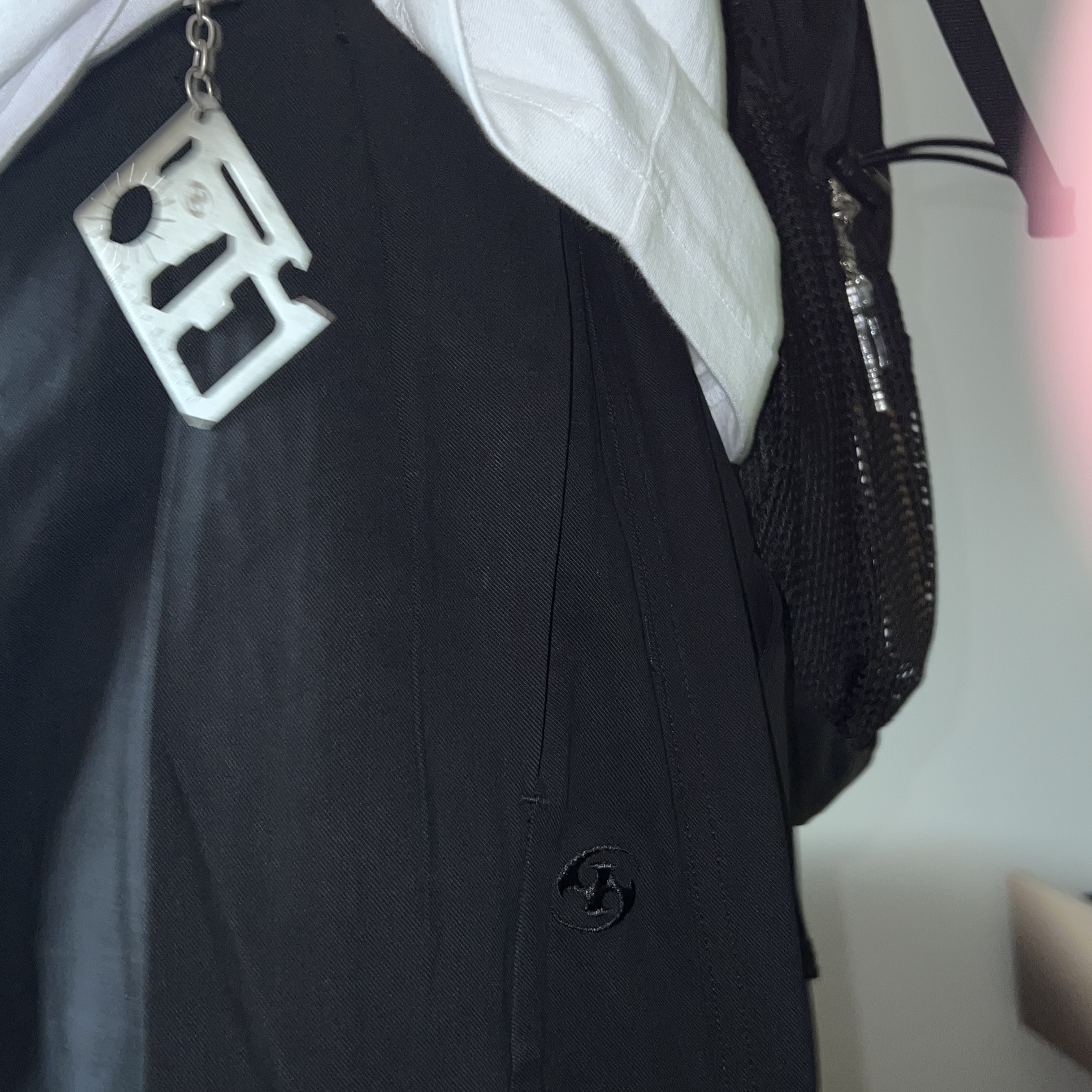 Sansan Gear Wide Snap Pants Black - 23SS 착용 스타일 - 2
