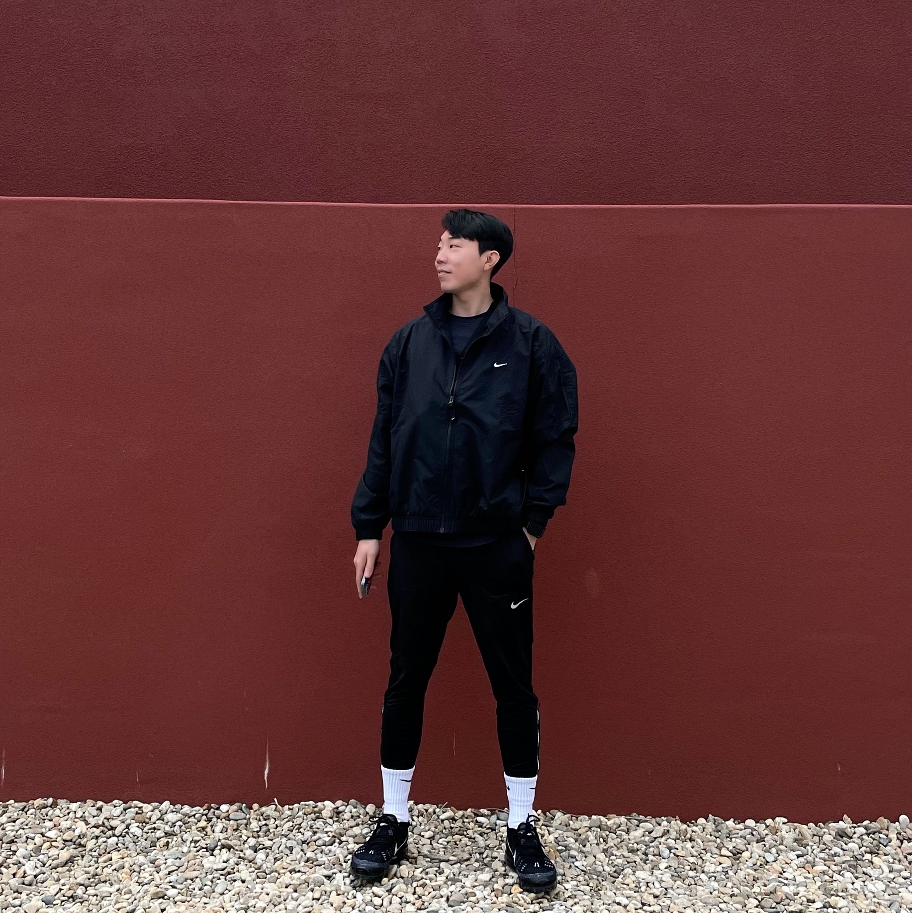 Nike NRG Solo Swoosh Woven Track Jacket Black - Asia, Nike Air VaporMax 2023 Flyknit Black 착용 스타일