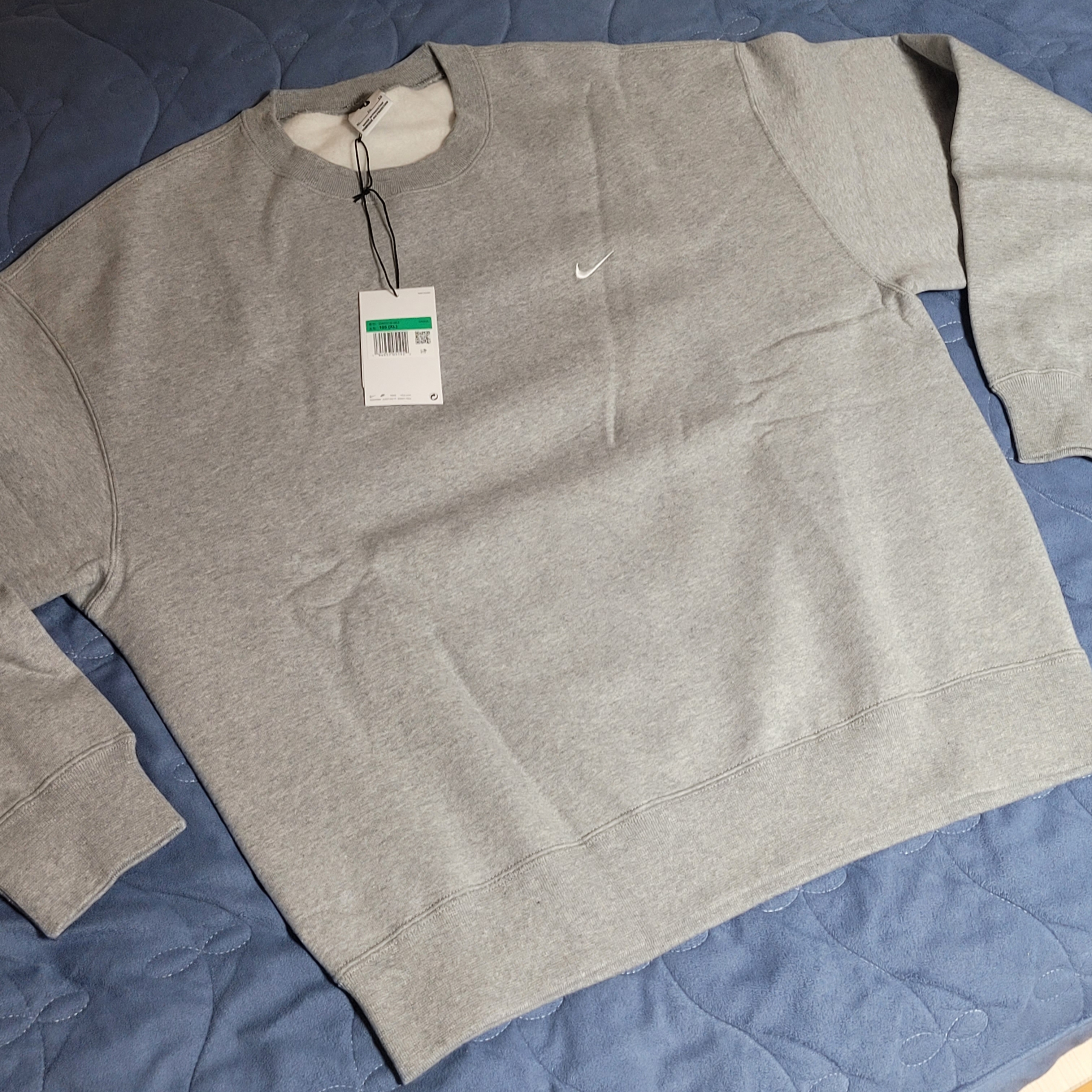 Nike NRG Solo Swoosh Crew Fleece Dark Grey Heather - Asia 착용 스타일 - 1