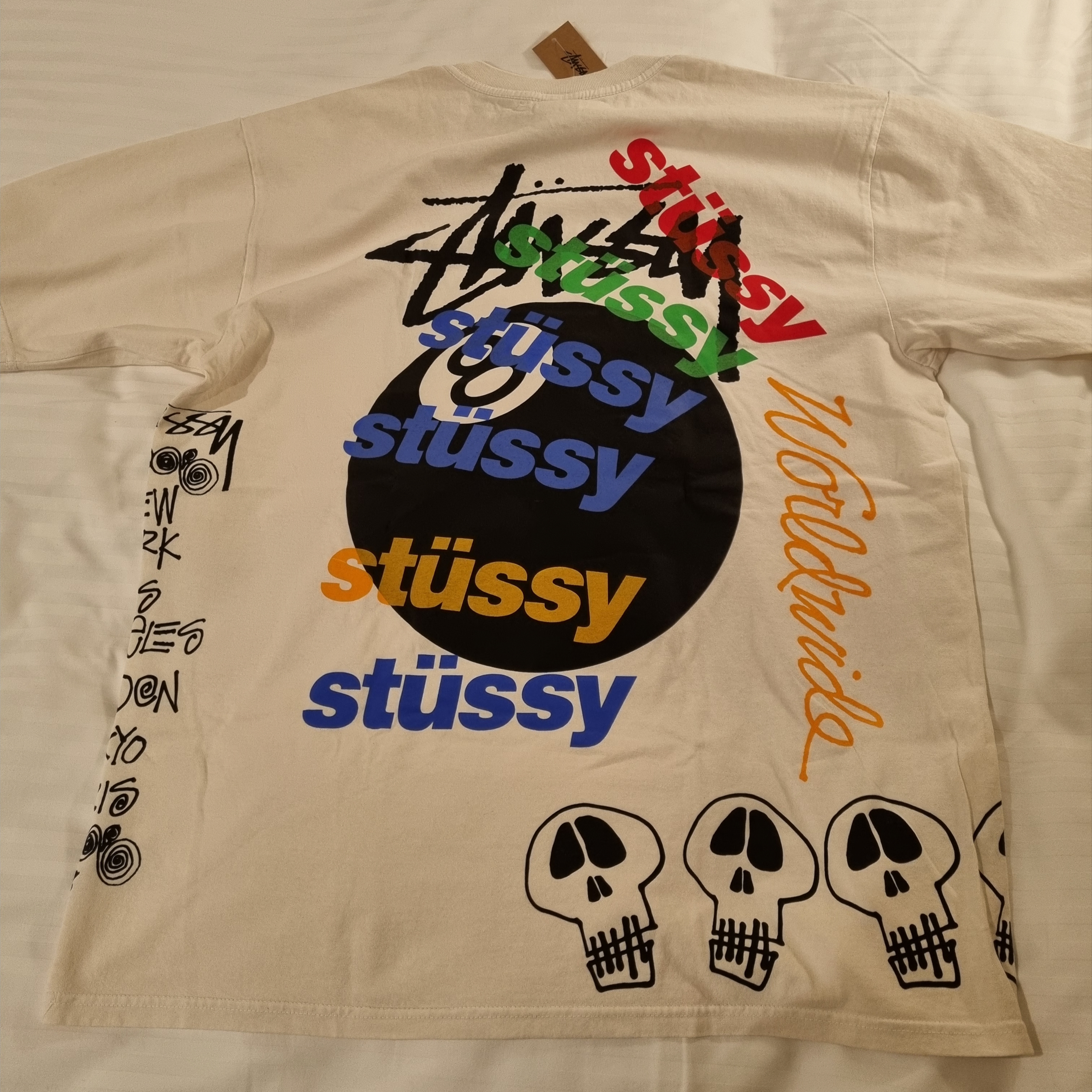 Stussy Test Strike Pigment Dyed T-Shirt Natural 착용 스타일