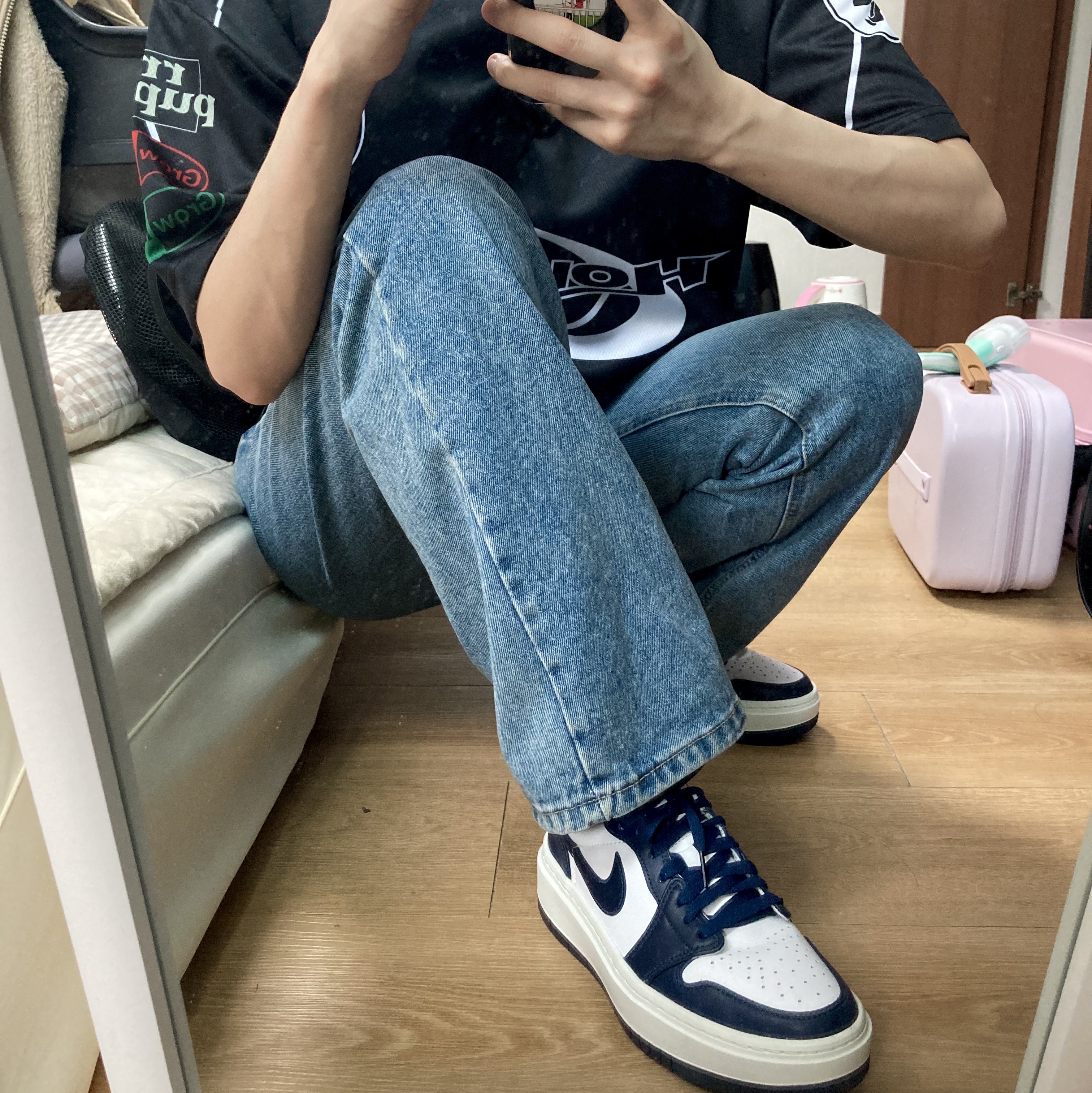 (W) Jordan 1 Elevate Low Midnight Navy 착용 스타일