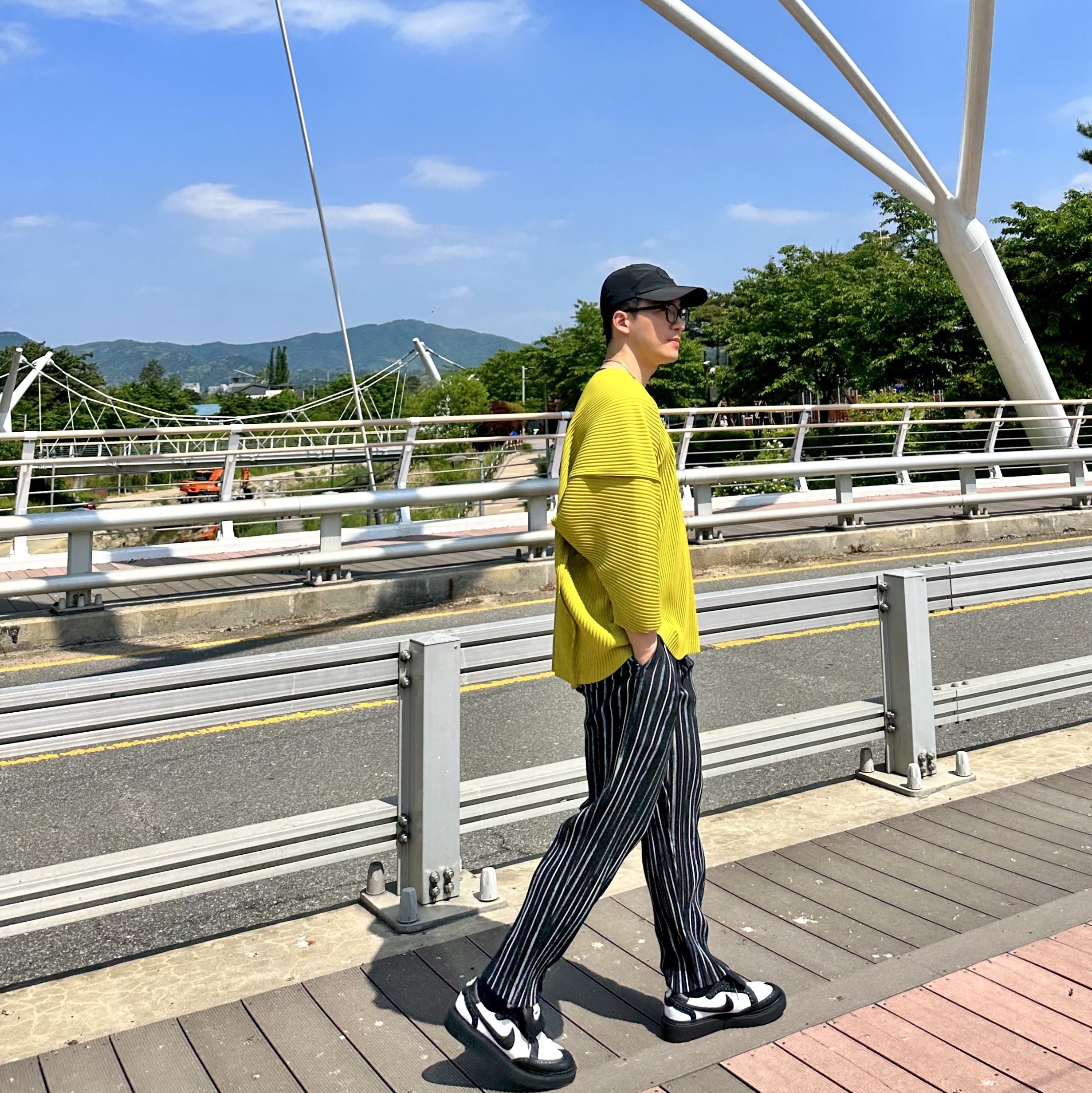 Nike x Peaceminusone Kwondo1 Black and White 착용 스타일