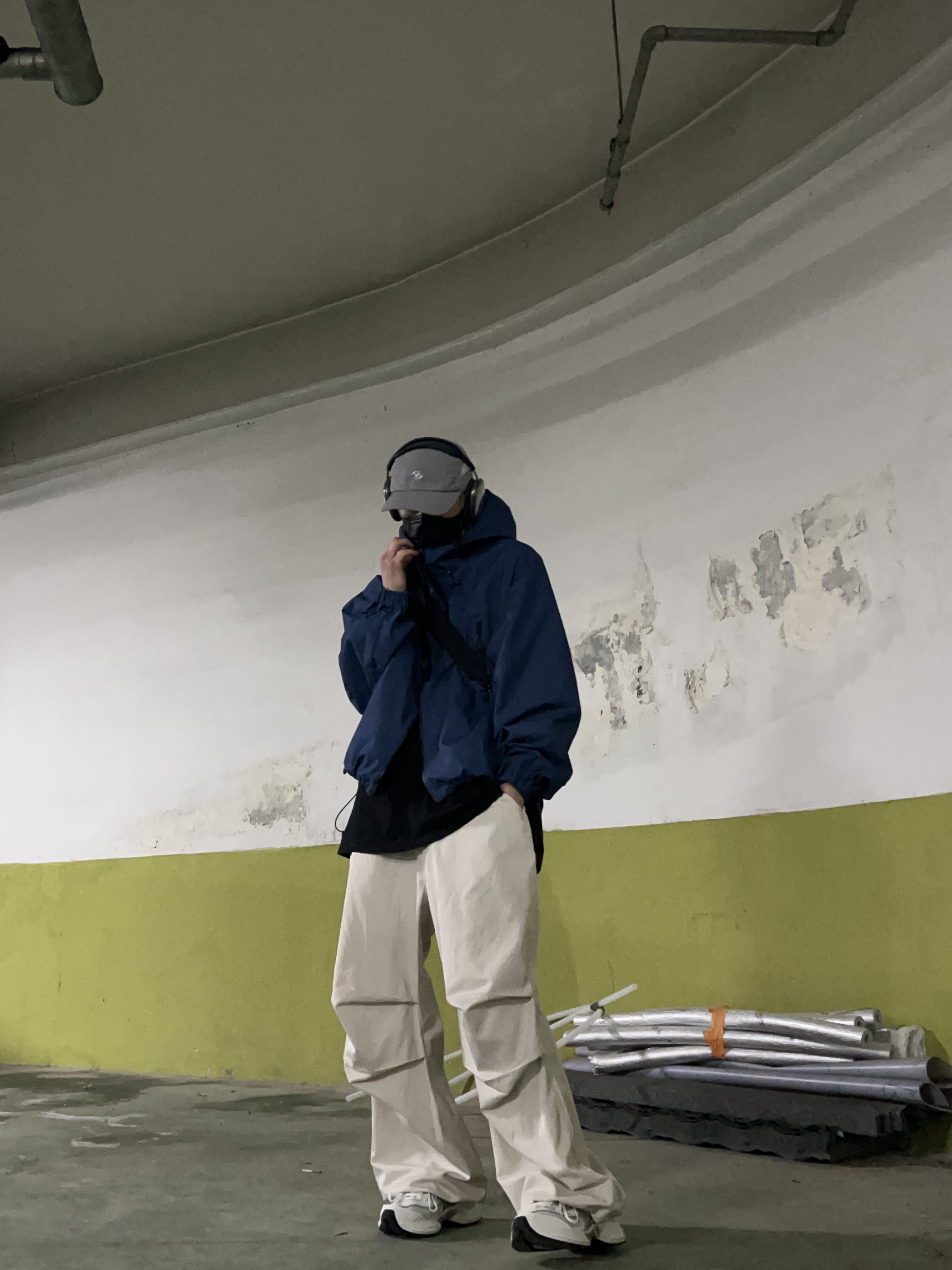 Sansan Gear Nylon Wing Cap Grey - 22FW 착용 스타일