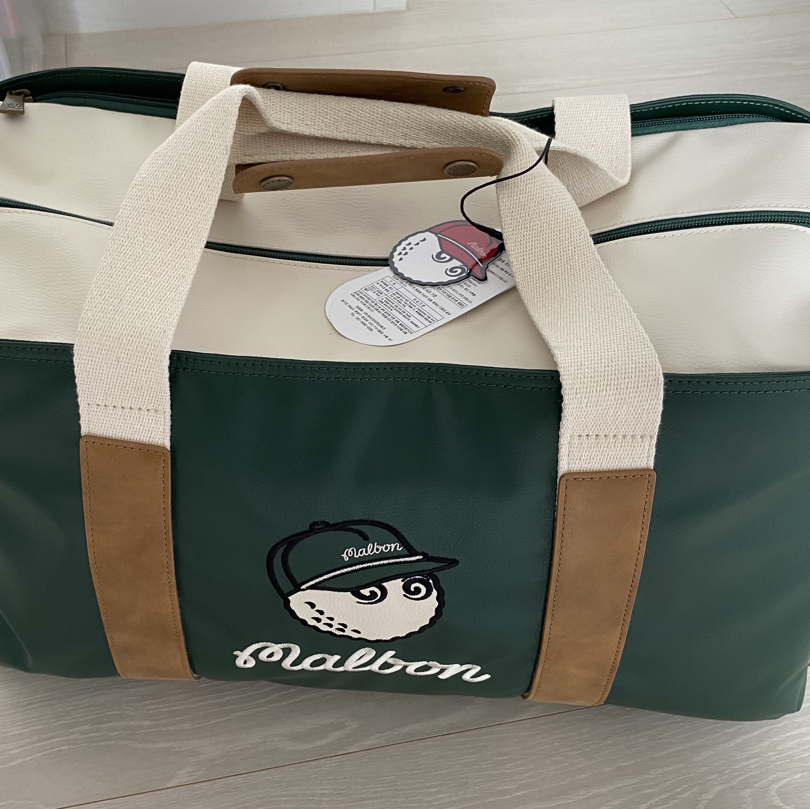 Malbon Golf M Bucket Classic Boston Bag Green 착용 스타일