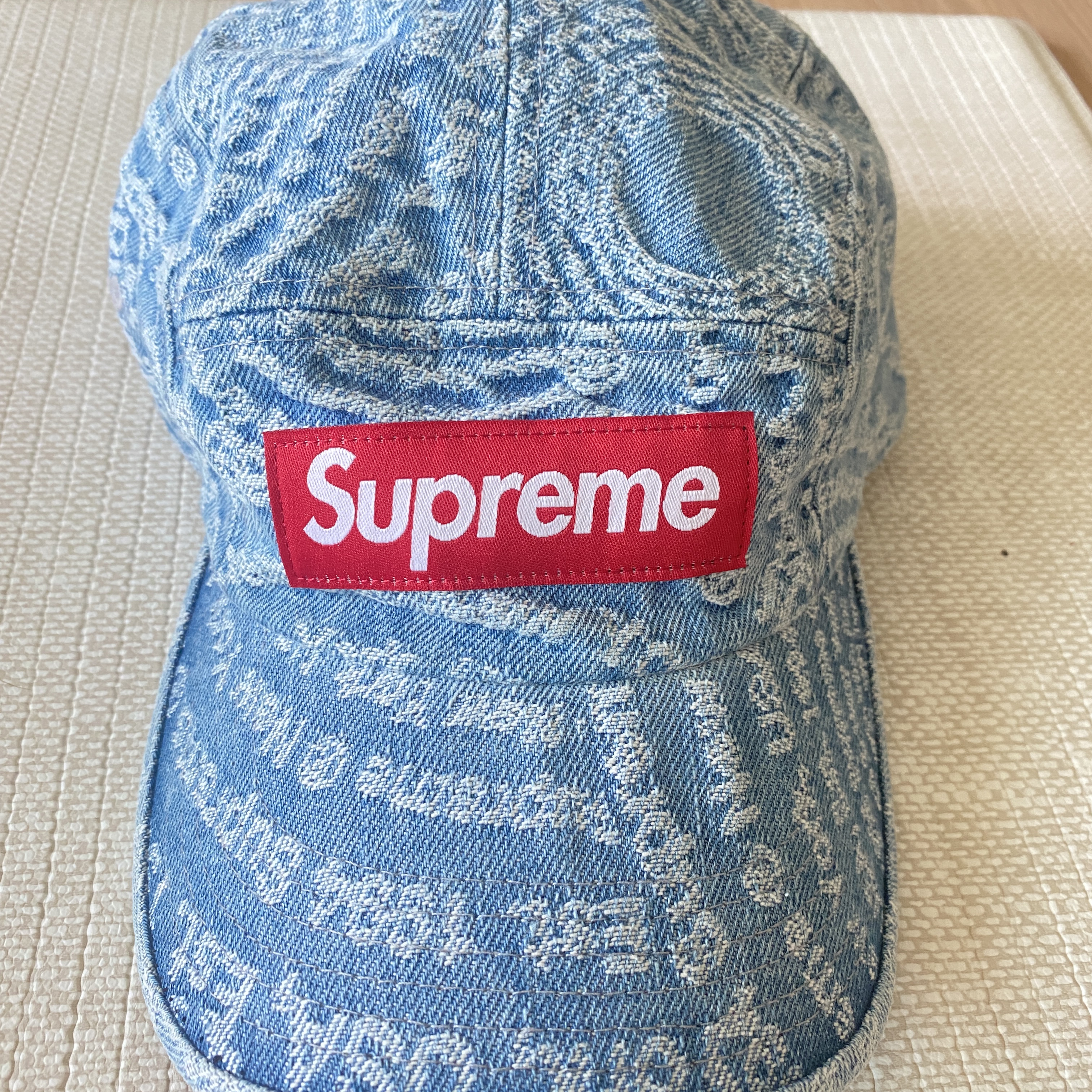 Supreme Circles Jacquard Denim Camp Cap Blue - 21FW 착용 스타일