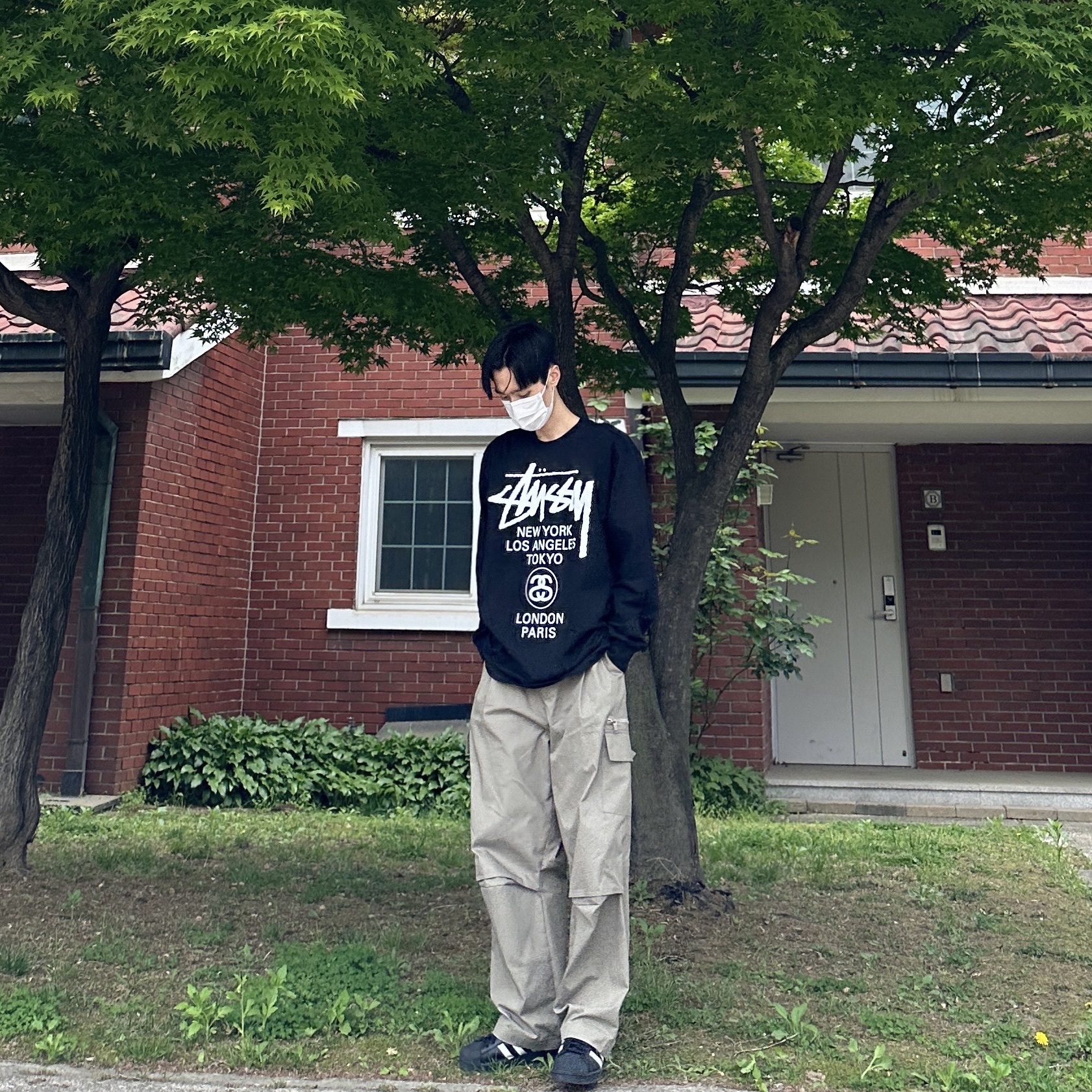 Stussy World Tour LS T-Shirt Black 2023, Adidas Superstar Core Black White 착용 스타일