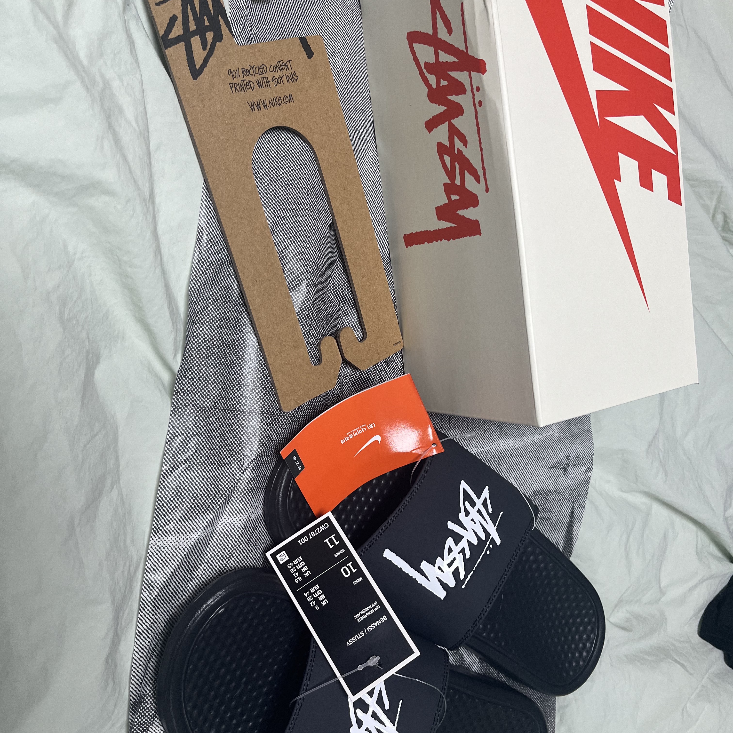 Nike x Stussy Benassi Slide Off Noir 착용 스타일