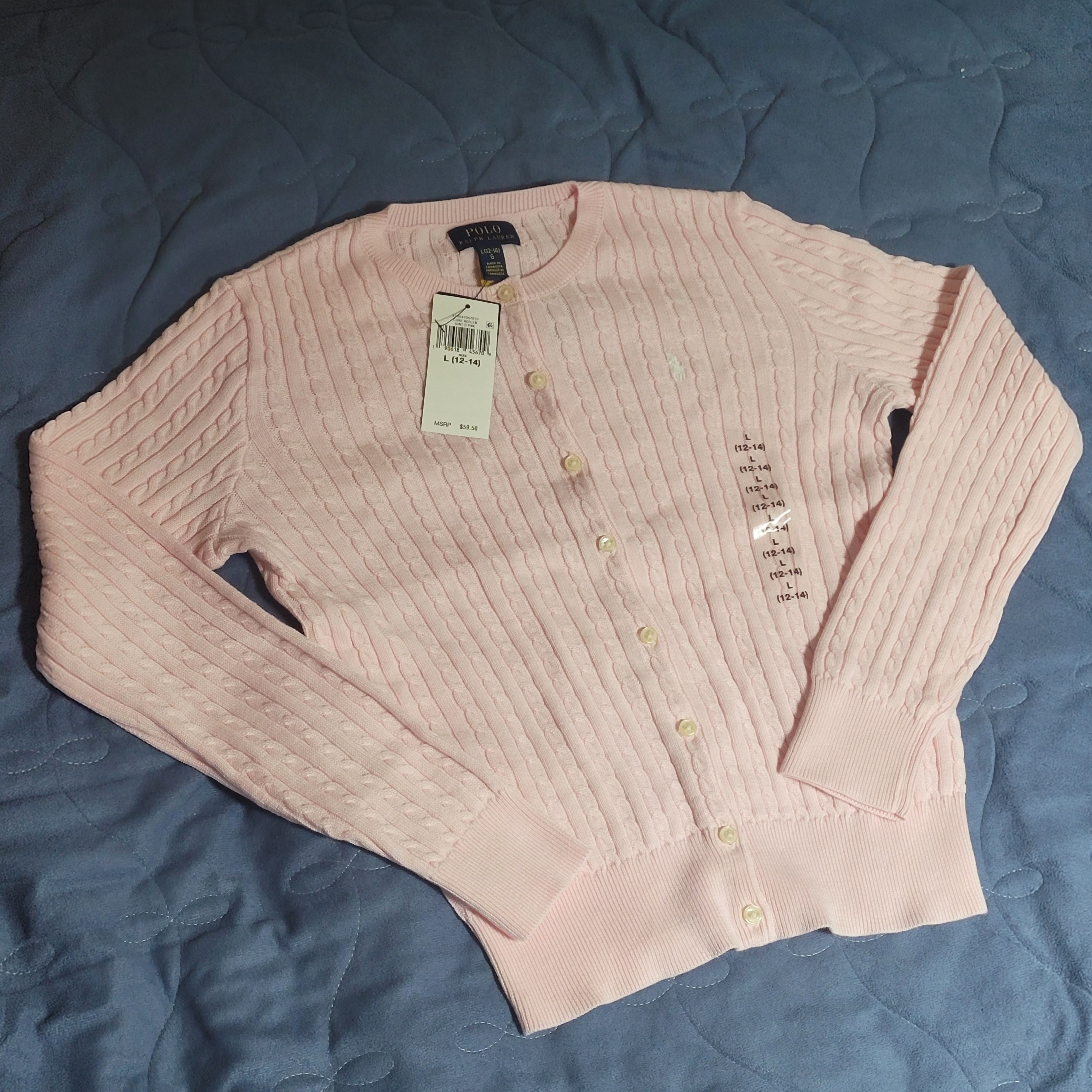 [30% 적립] Polo Ralph Lauren Children Mini Cable Cotton Cardigan Pink 착용 스타일 - 1