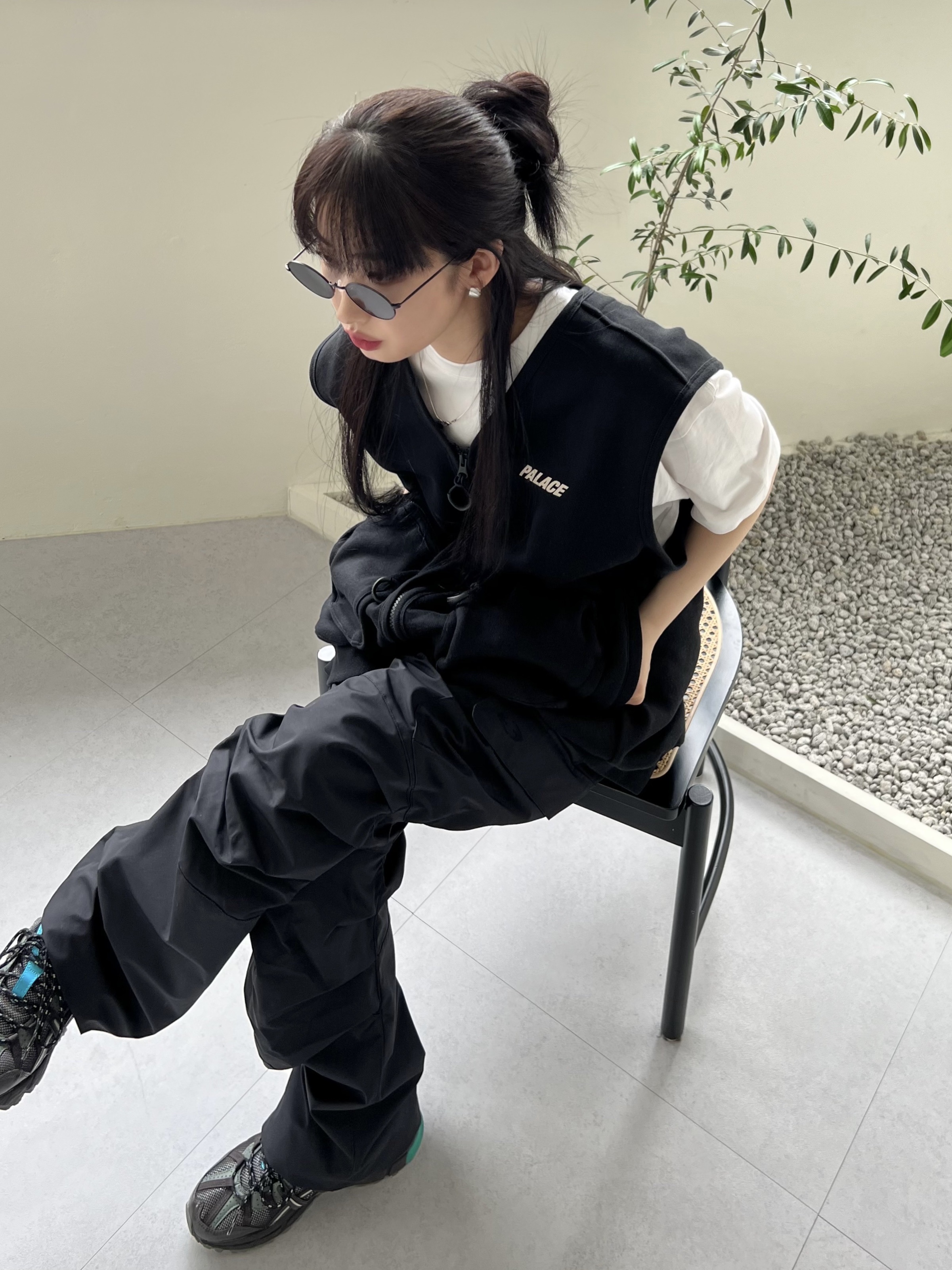 (W) Asics x Matin Kim Gel-Sonoma 15-50 Black Pure Silver 착용 스타일 - 3