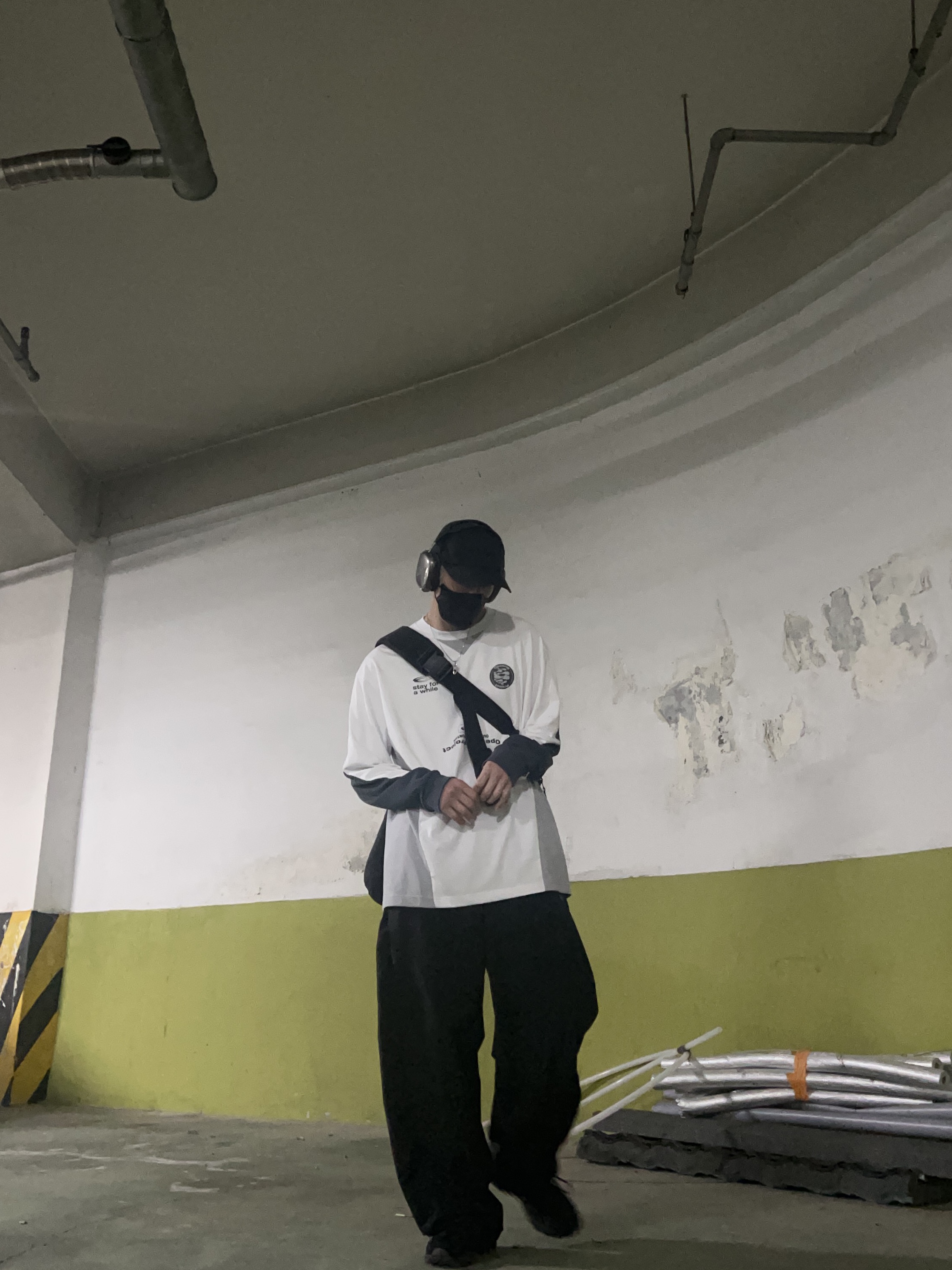 Sansan Gear Side Snap Pants Black, Sansan Gear Nylon Wing Cap Black - 22FW 착용 스타일