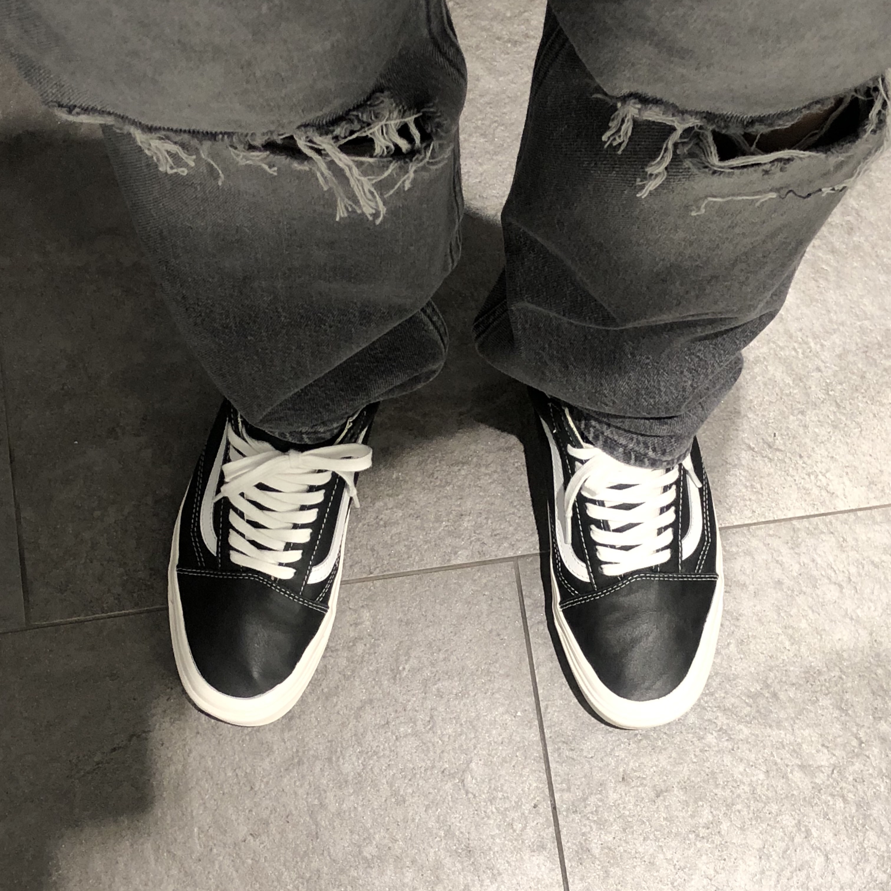 Vans Old Skool 36 DX Anaheim Factory Black Leather 착용 스타일 - 3