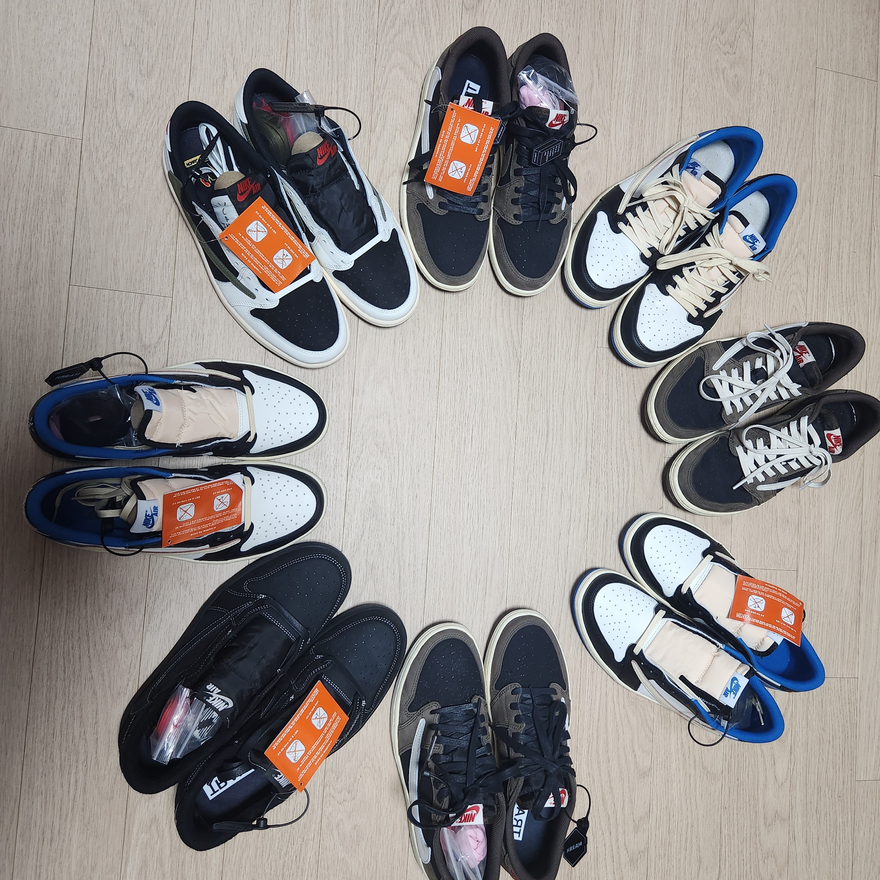 (W) Jordan 1 x Travis Scott Retro Low OG SP Medium Olive, Jordan 1 x Travis Scott Retro Low OG SP Black Phantom 착용 스타일