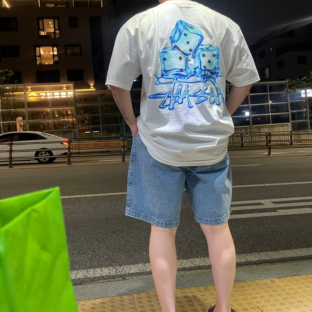 Stussy Melted T-Shirt White 착용 스타일