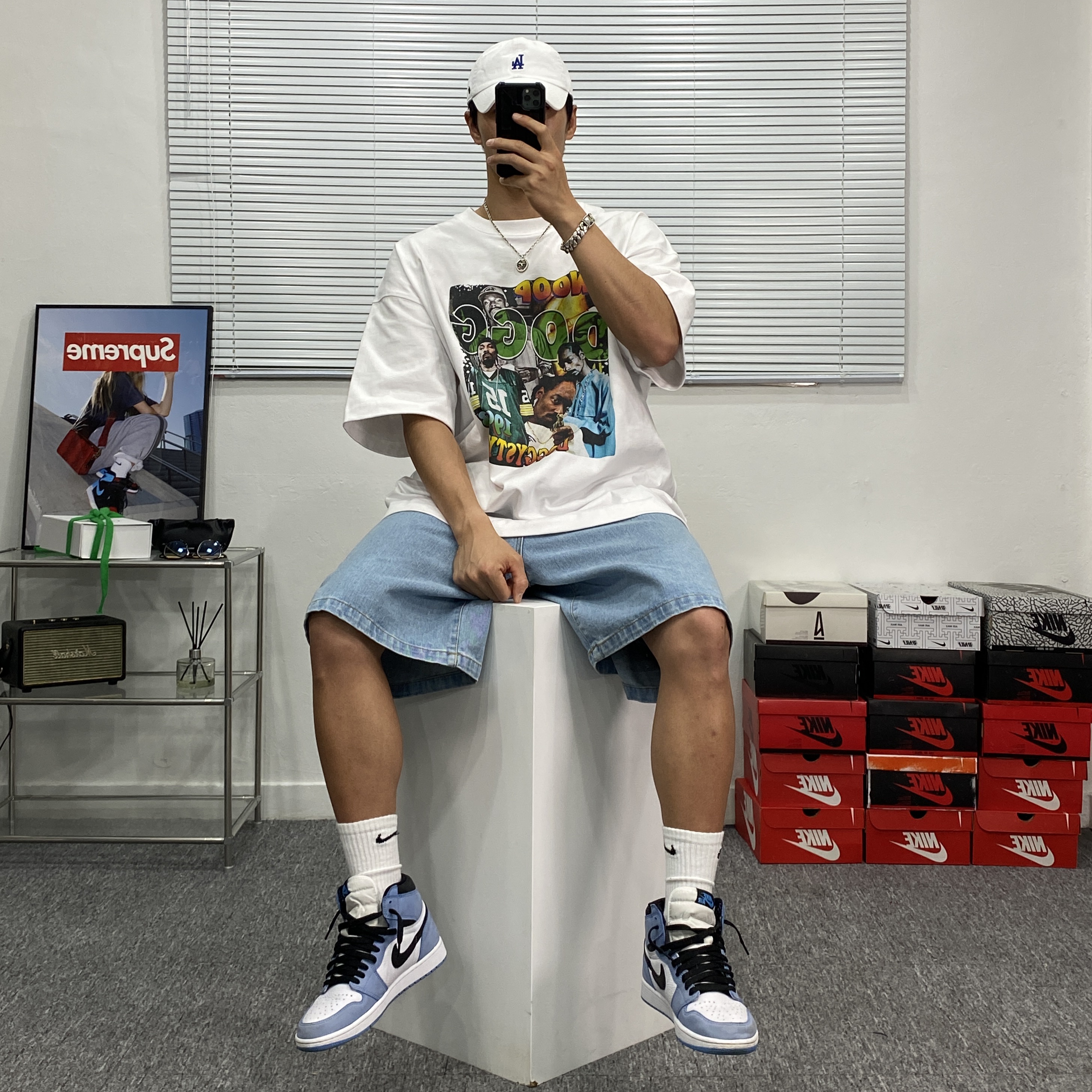 Jordan 1 Retro High OG University Blue 착용 스타일 - 2