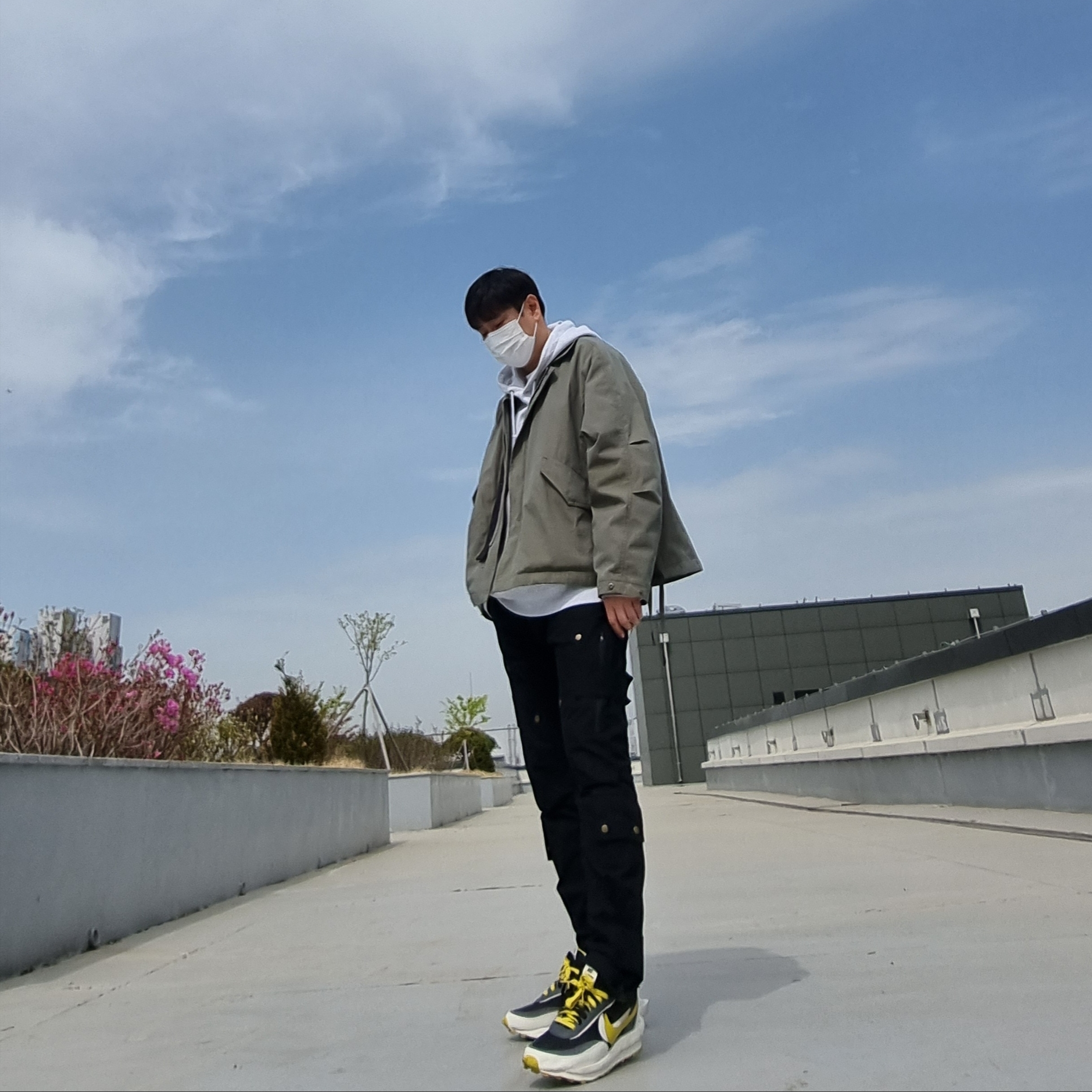 Nike x Sacai x Undercover LDWaffle Black Bright Citron, Stussy Basic Stussy Hoodie Ash Heather 2021 착용 스타일 - 1