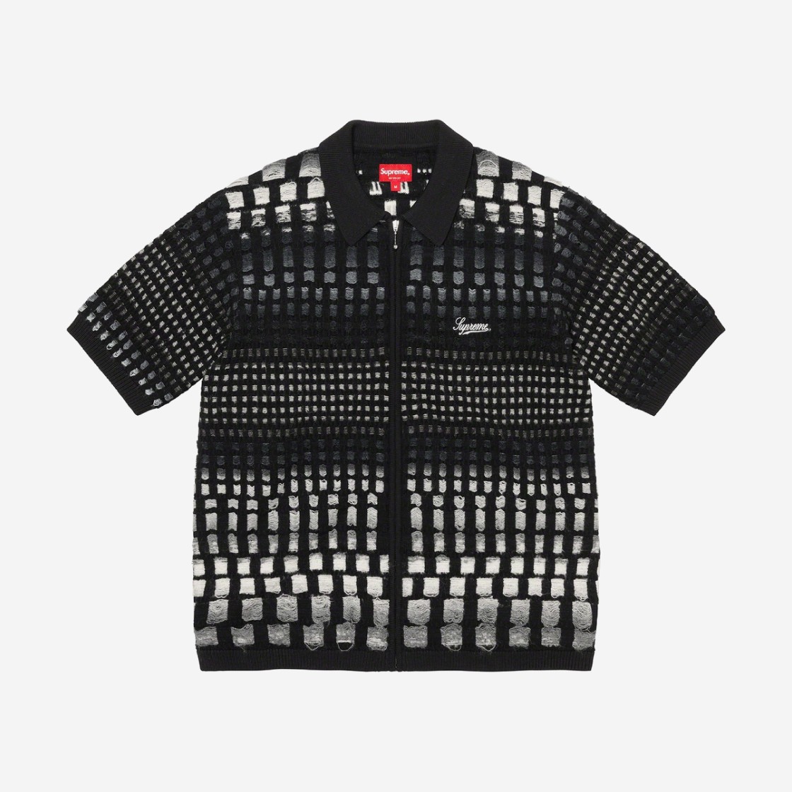 Supreme Gradient Grid Zip Up Polo Black - 23SS 상세 이미지 1