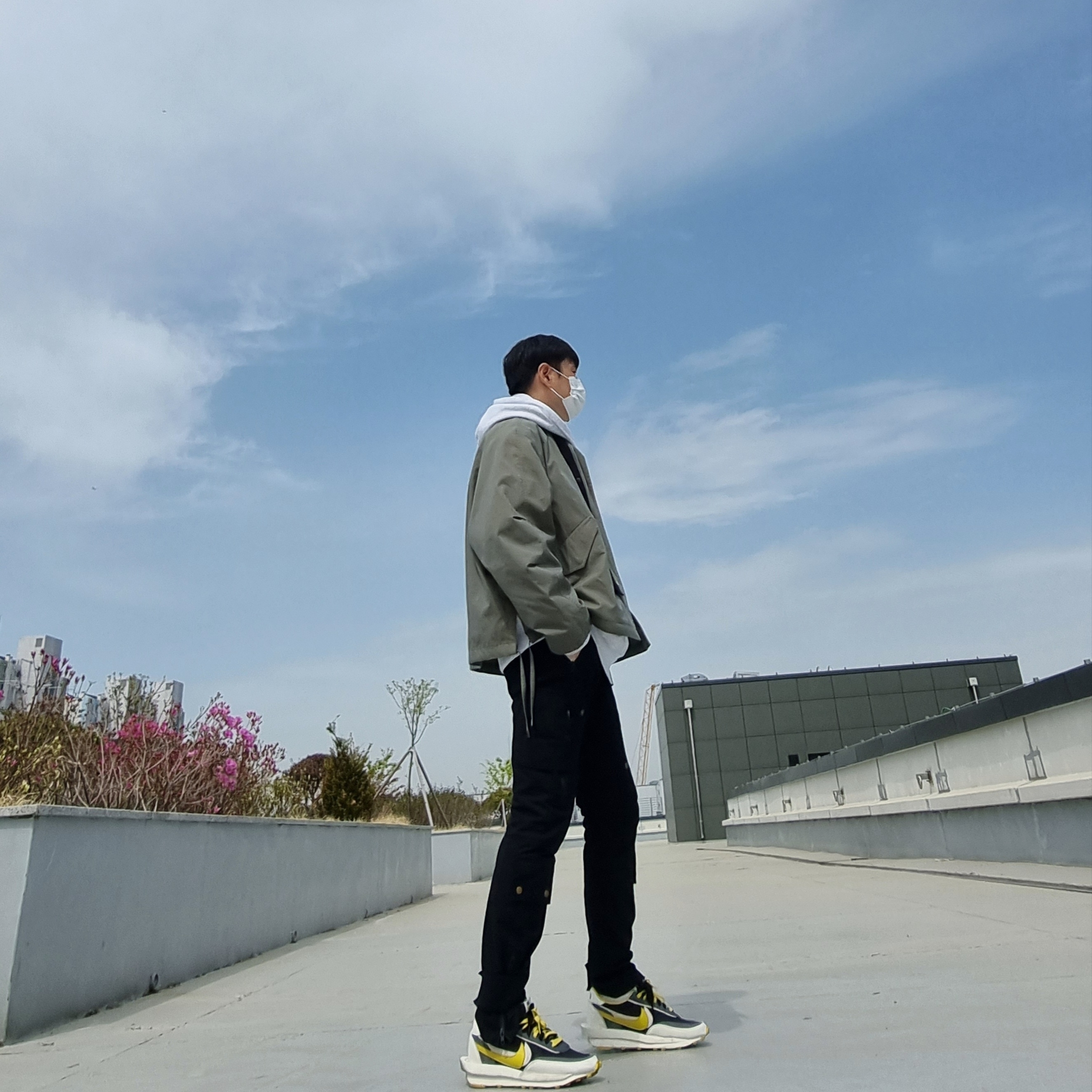 Nike x Sacai x Undercover LDWaffle Black Bright Citron, Stussy Basic Stussy Hoodie Ash Heather 2021 착용 스타일 - 2