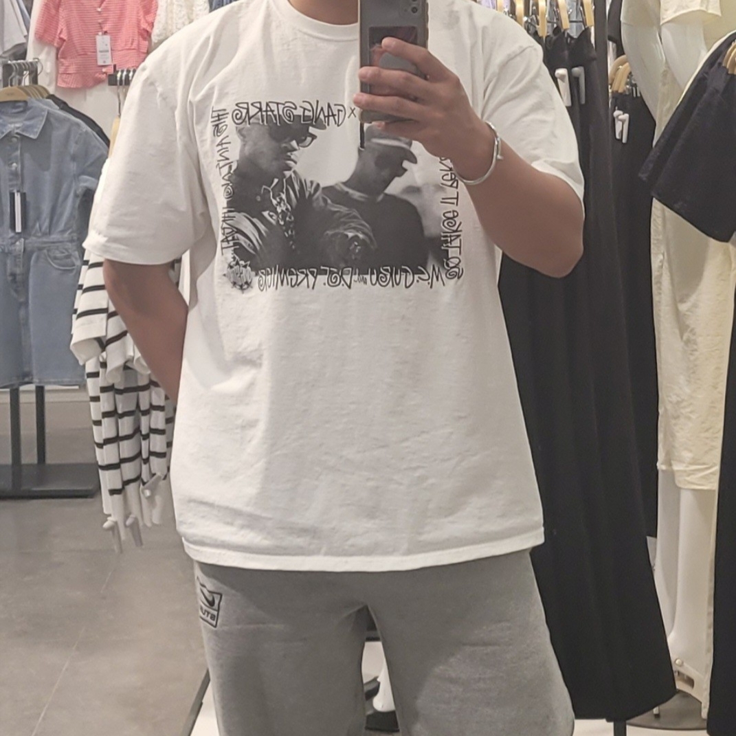 Stussy x Gang Starr Take It Personal T-Shirt White 착용 스타일