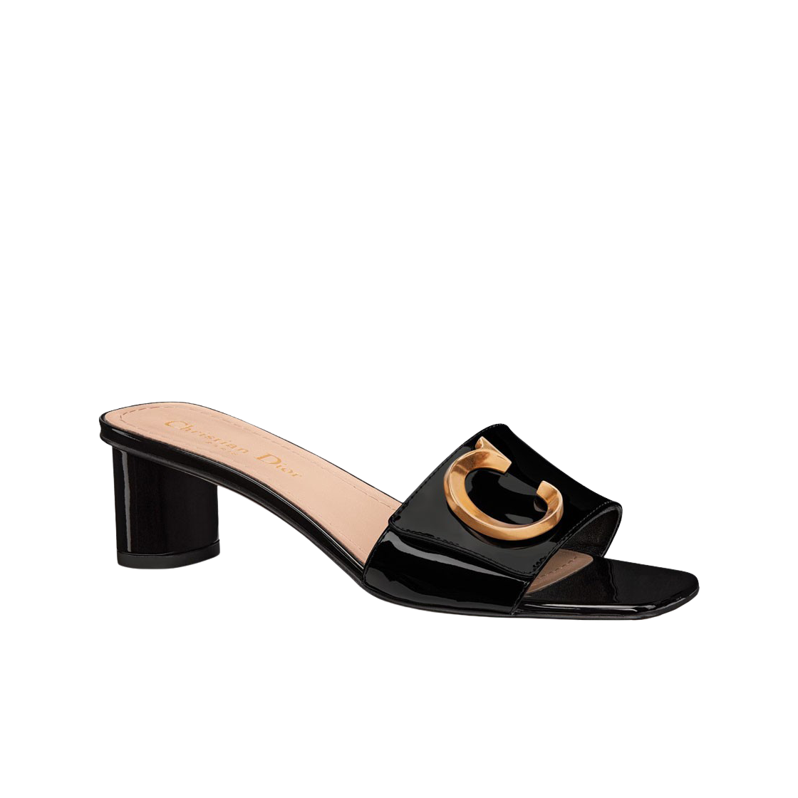 (W) 디올 체스트 뮬 힐 페이턴트 카프스킨 블랙((W) Dior Cest Mule Heel Patent Calfskin Black) - 2